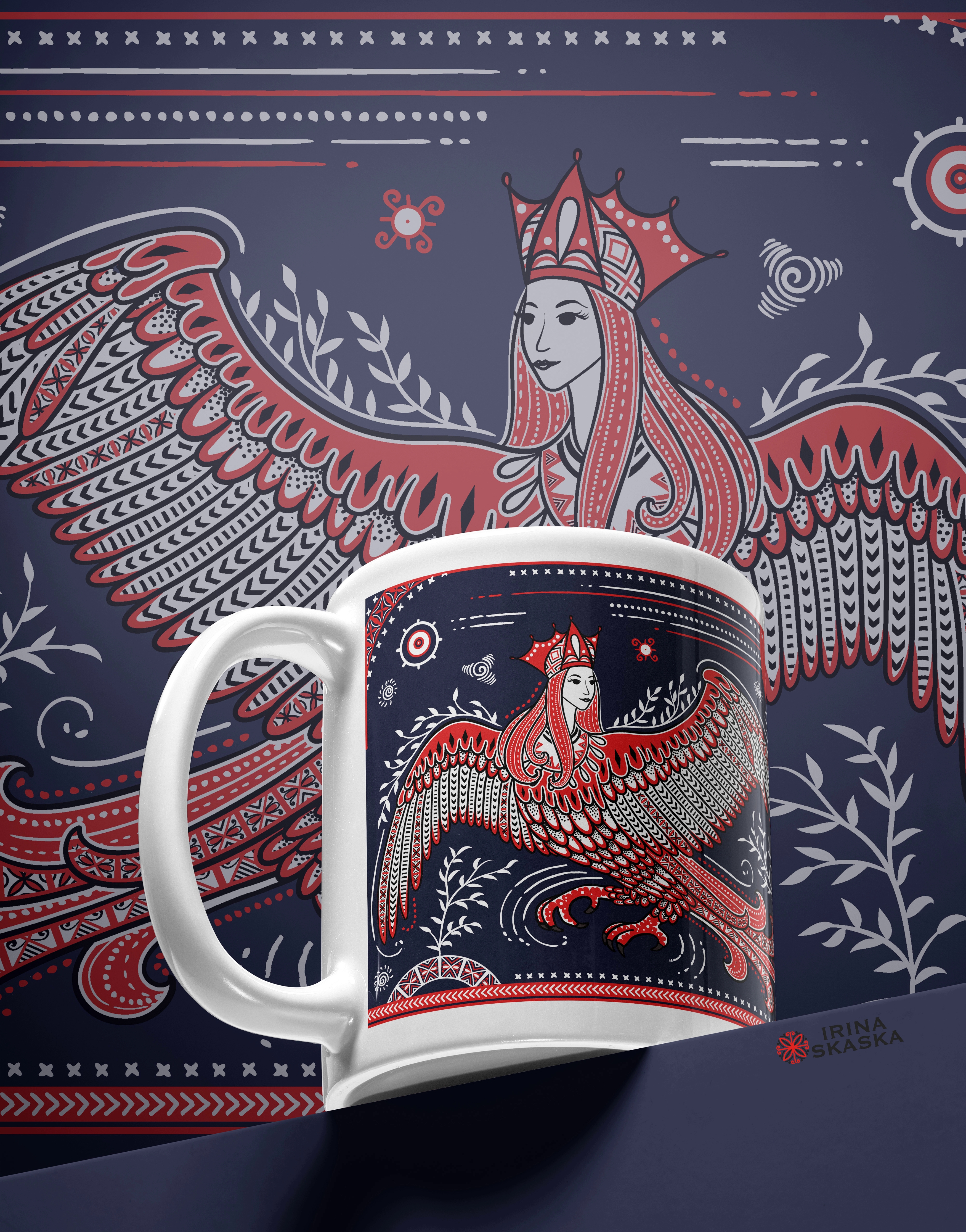 Иллюстрации для кружек в стиле мезенской росписи. — Изображение №10 — Иллюстрация, Графика на Dprofile