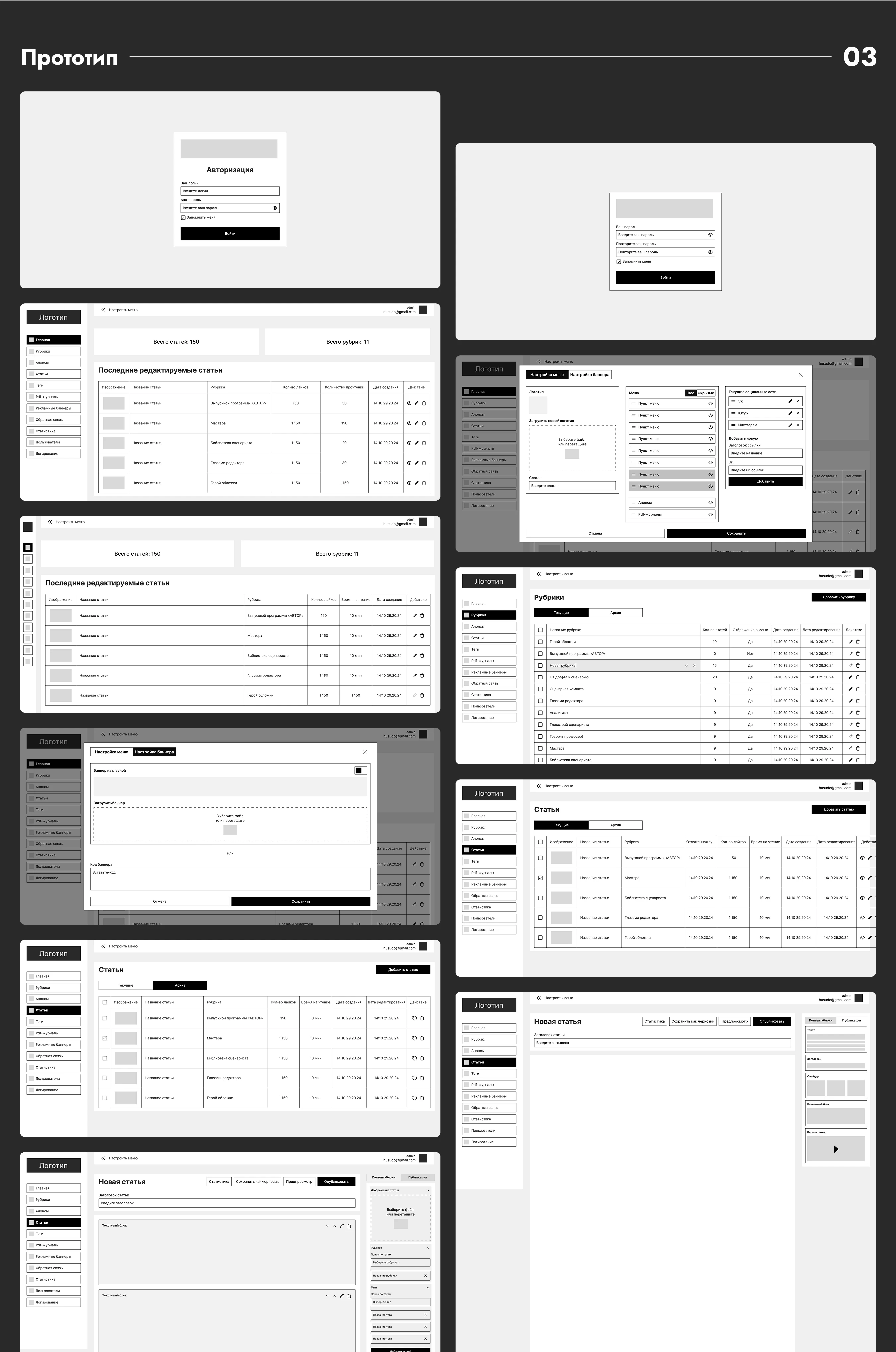 CMS "Киносценарий" - система управления контентом — Изображение №3 — Интерфейсы, Анимация на Dprofile