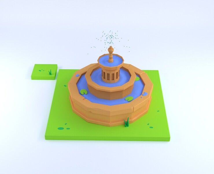 Стилизованный фонтан с анимацией — 3D на Dprofile