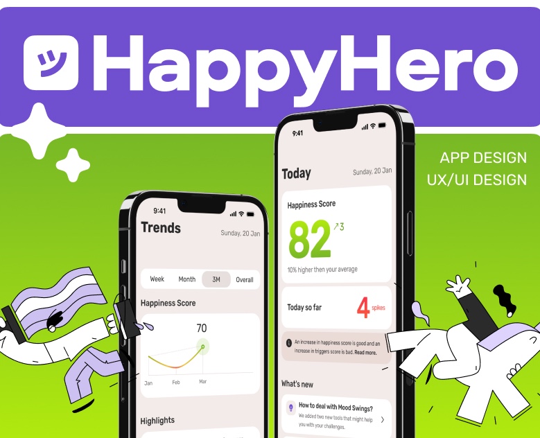 UX/UI дизайн для мобильного приложения Happy Hero — Интерфейсы, Брендинг на Dprofile