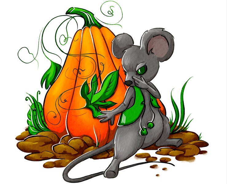 Halloween (Яркие тыковки и смешные мышки) — Иллюстрация на Dprofile