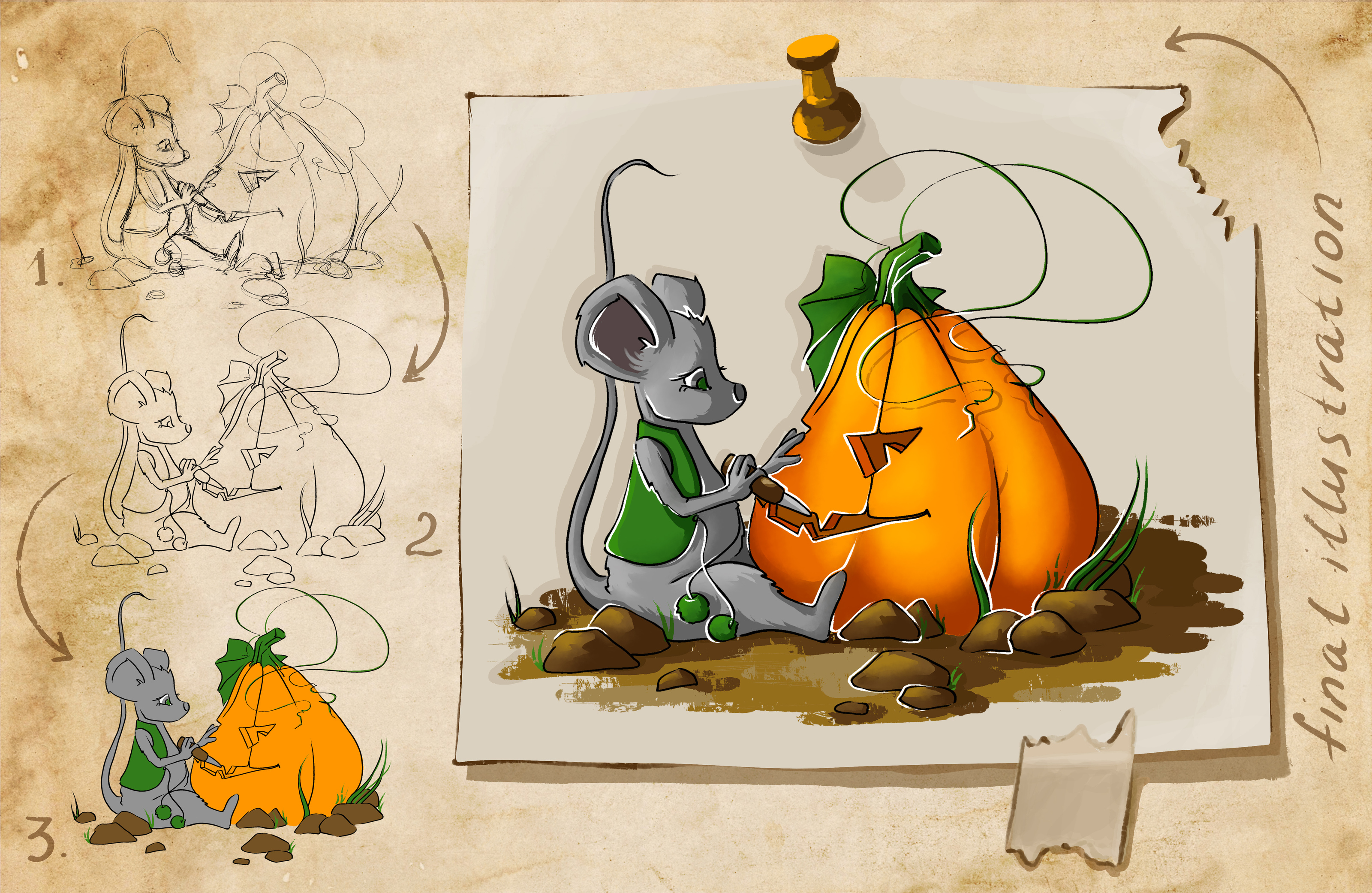 Halloween (Яркие тыковки и смешные мышки) — Изображение №4 — Иллюстрация на Dprofile