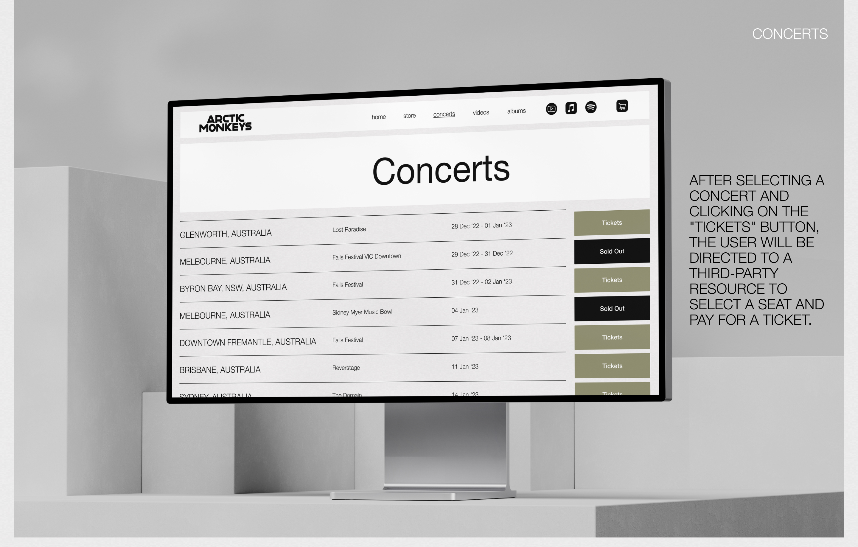 Arctic Monkeys - Website UX/UI Design — Изображение №15 — Интерфейсы на Dprofile