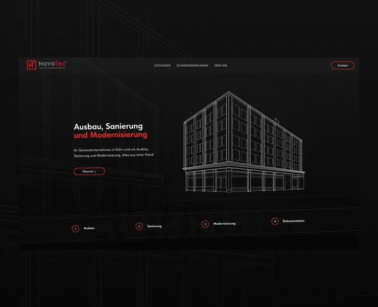 Строительная компания «NovoTec» — Сайт под ключ — 3D, Анимация на Dprofile