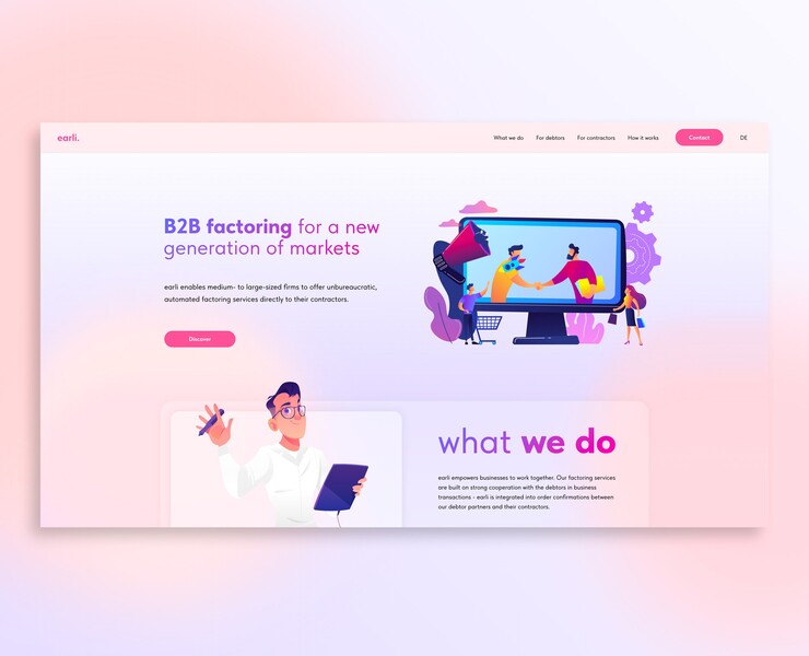 B2B факторинг «‎‎Earli» — Иллюстрация, Анимация на Dprofile
