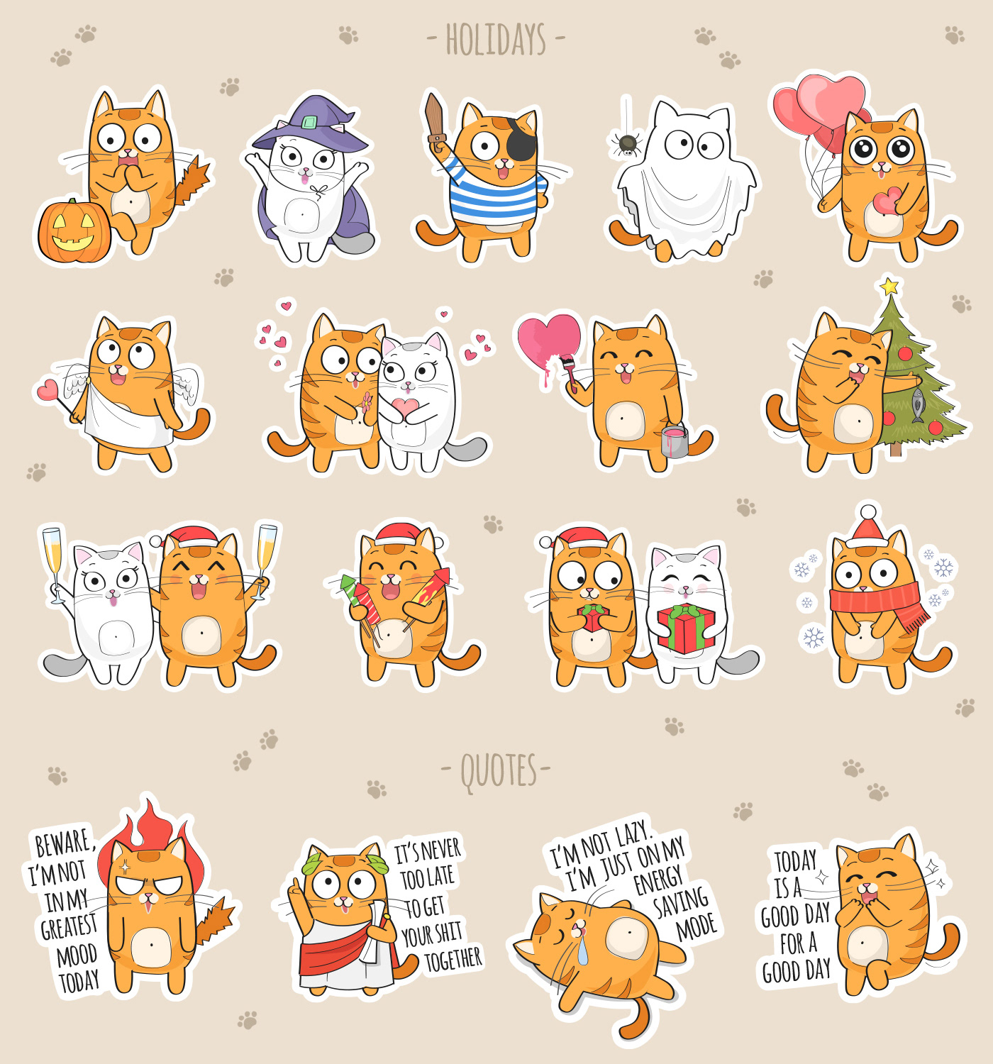 Cute cat stickers — Изображение №5 — Иллюстрация, Графика на Dprofile