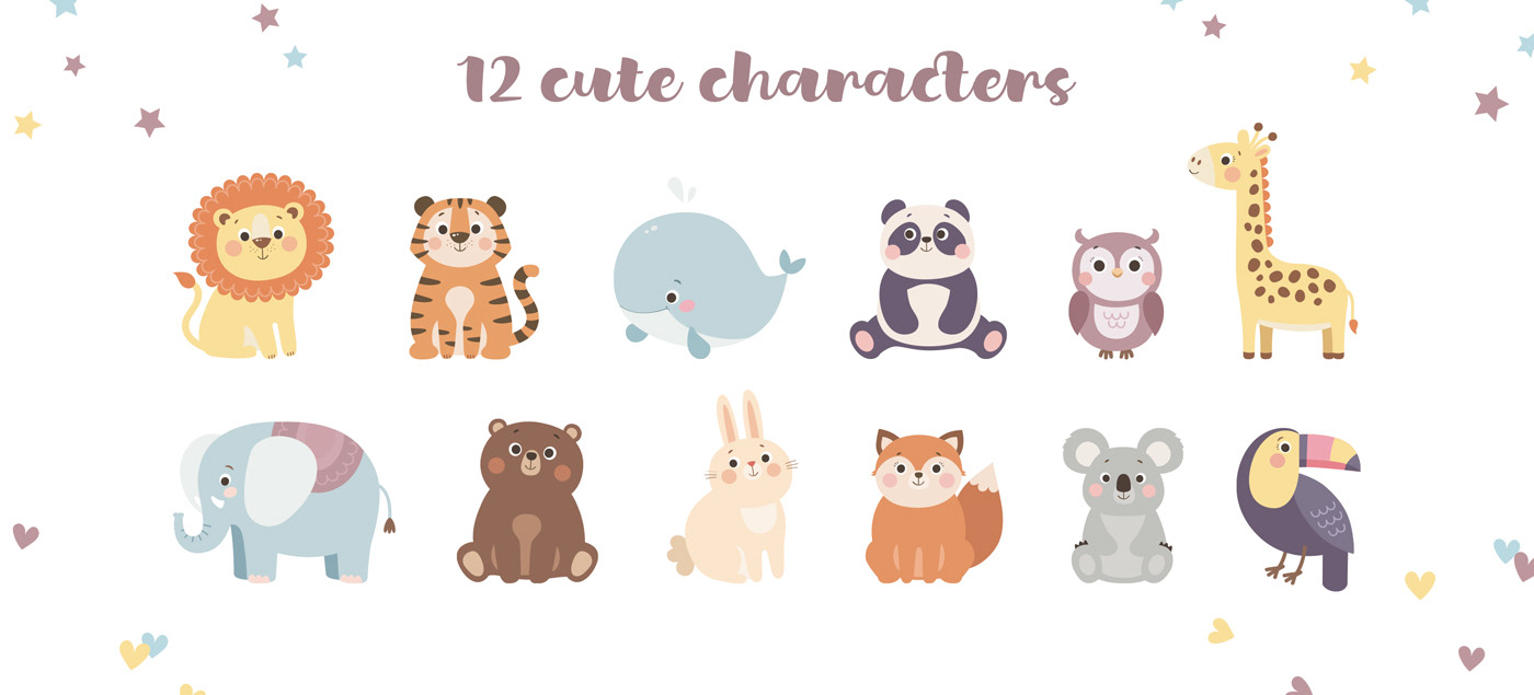 Baby milestone cards with cute animals — Изображение №2 — Иллюстрация, Графика на Dprofile