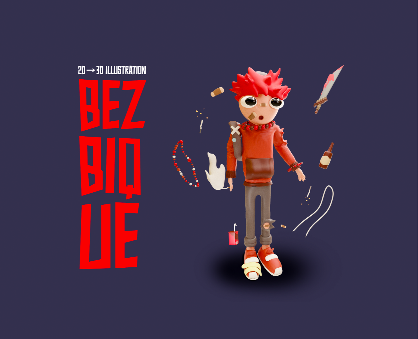 bezbique 2d → 3d illustration на Dprofile
