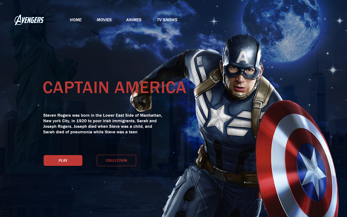 Лендинг Captain America — Изображение №1 — Интерфейсы на Dprofile