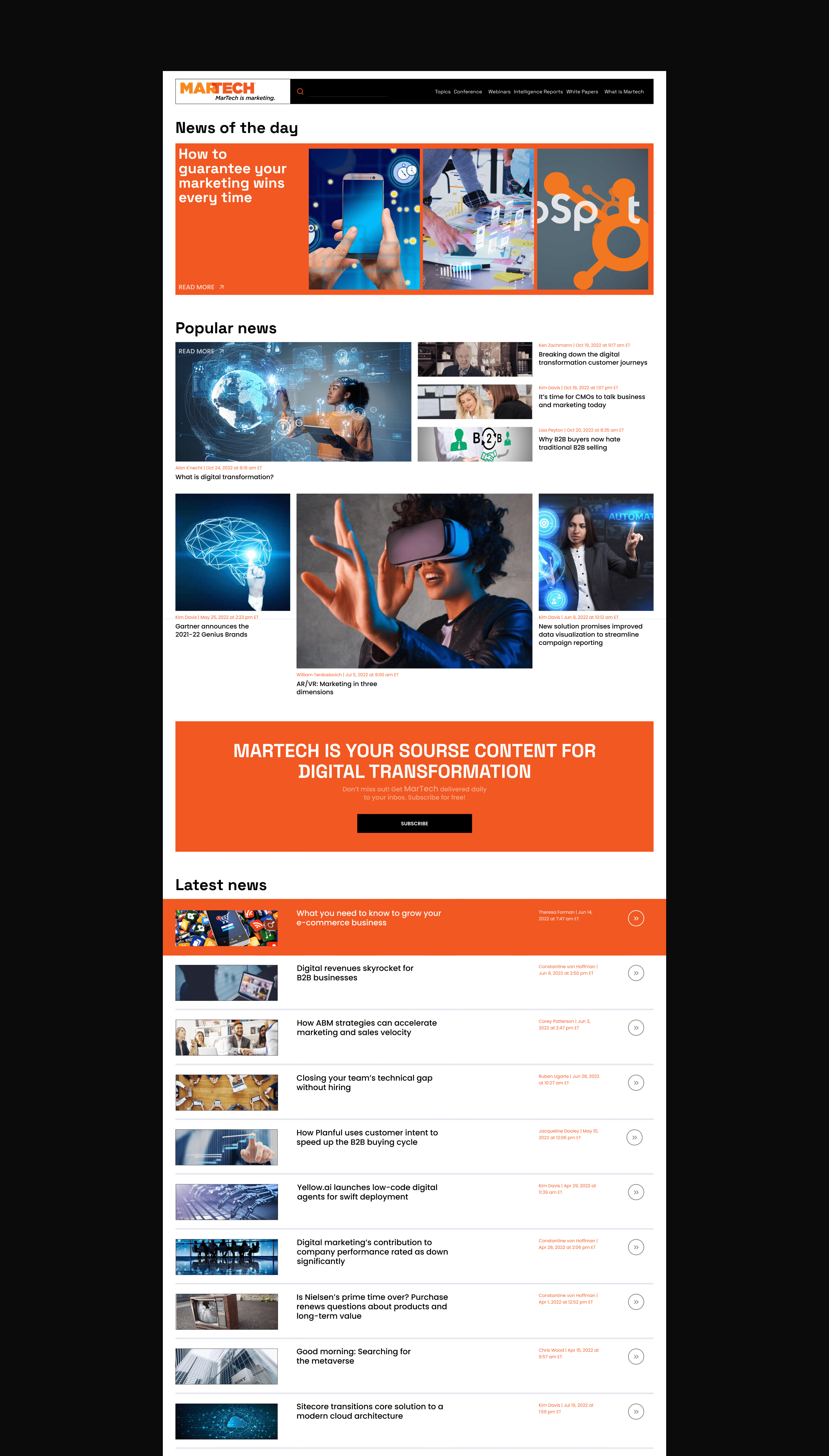 MARTECH | News site — Изображение №6 — Интерфейсы, Графика, Анимация на Dprofile