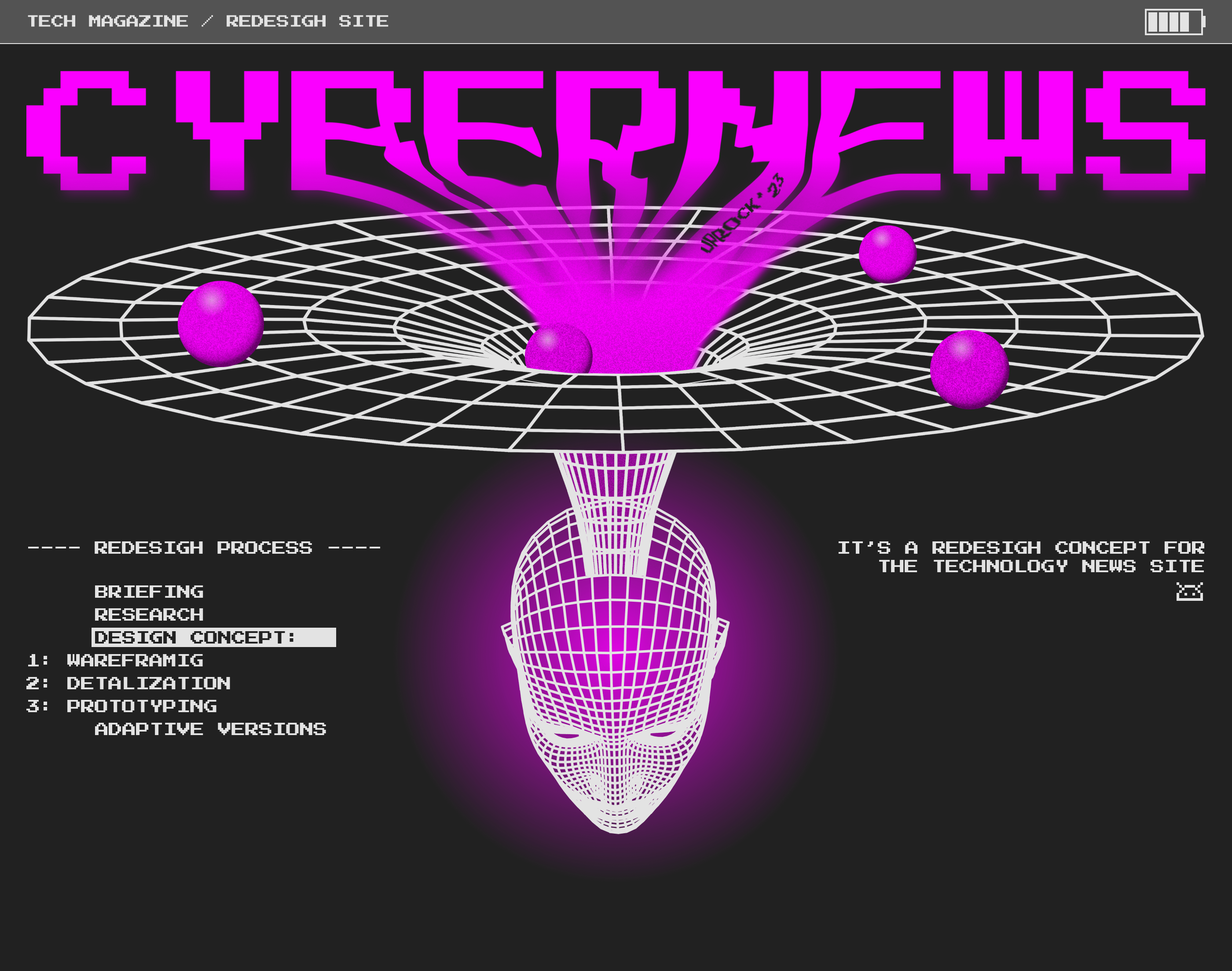 _ CYBERNEWS_ [tech news redesign] — Изображение №1 — Интерфейсы, Графика на Dprofile