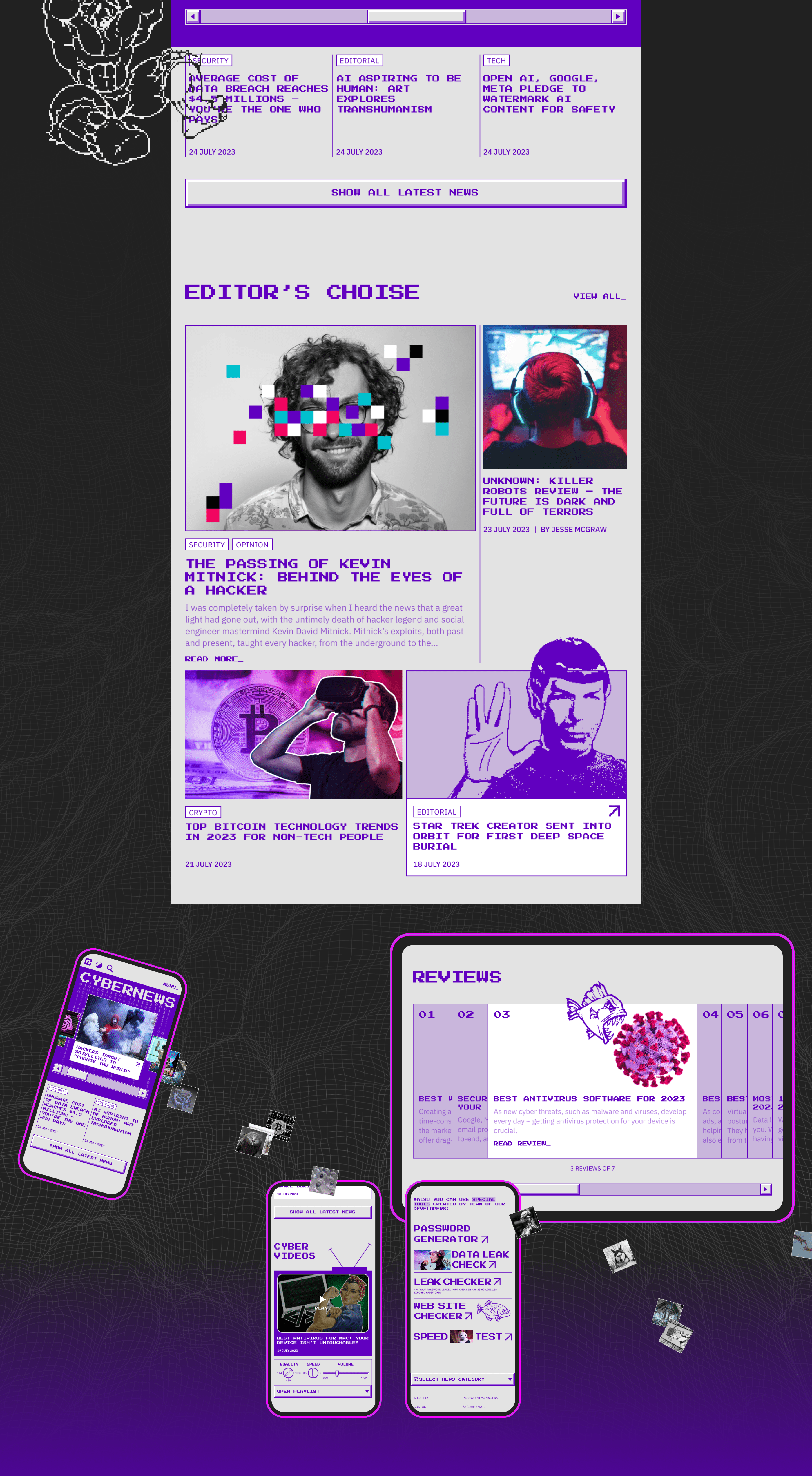 _ CYBERNEWS_ [tech news redesign] — Изображение №2 — Интерфейсы, Графика на Dprofile