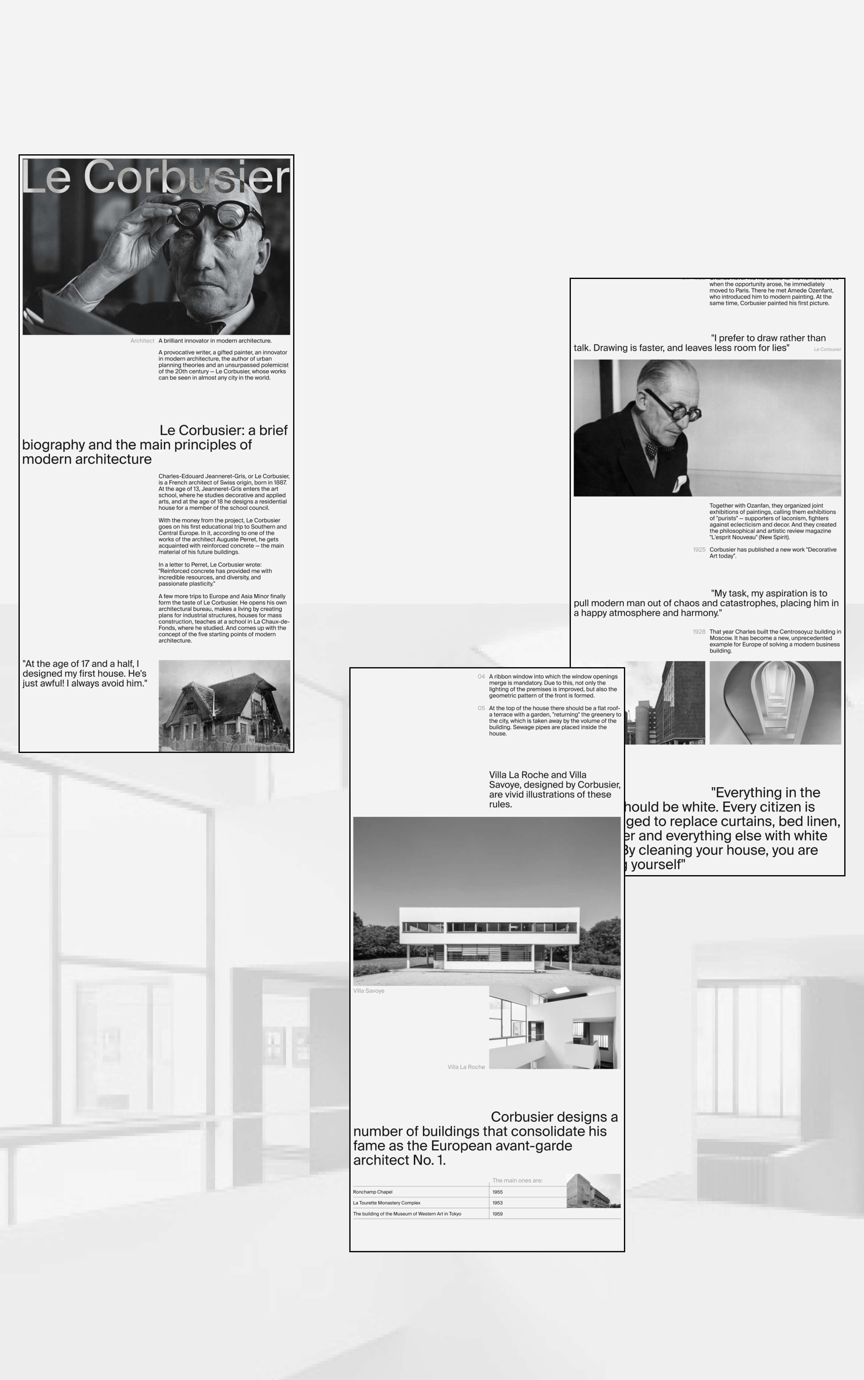 Дизайн лонгрида про архитектора Ле Корбюзье — Изображение №4 — Интерфейсы на Dprofile