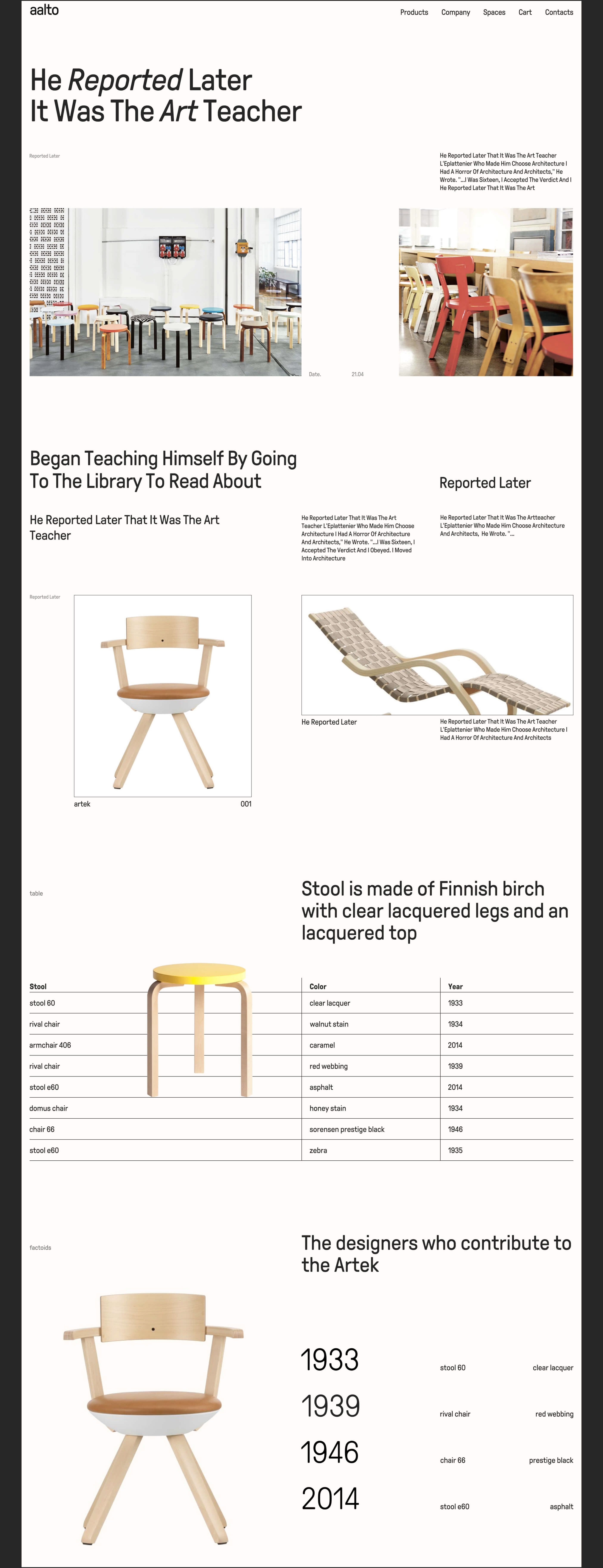 Редизайн веб-сайта мебели Artek — Изображение №3 — Интерфейсы на Dprofile