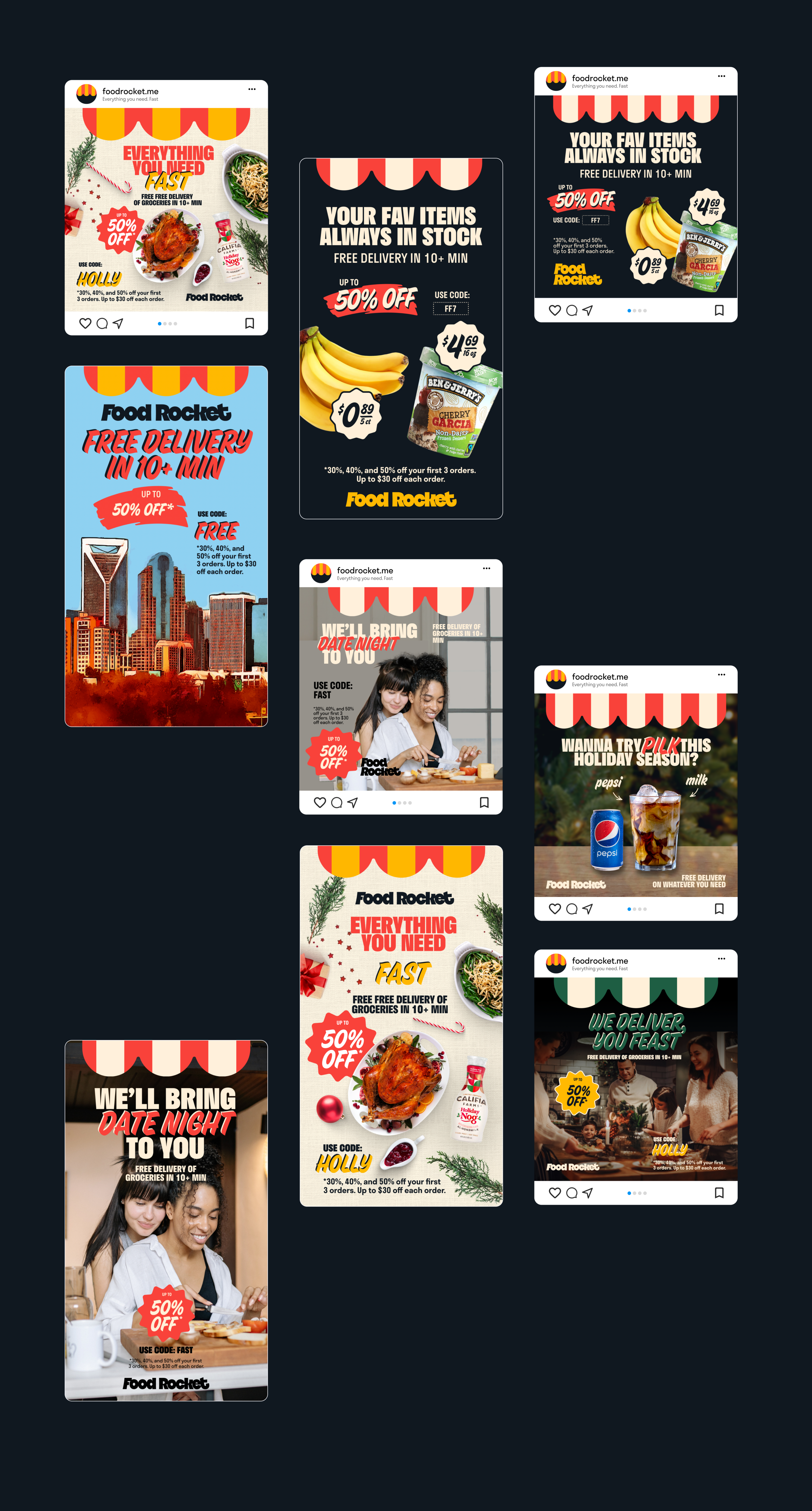FoodRocket. Рекламные креативы для фудтех стартапа — Изображение №7 — Графика, Маркетинг на Dprofile