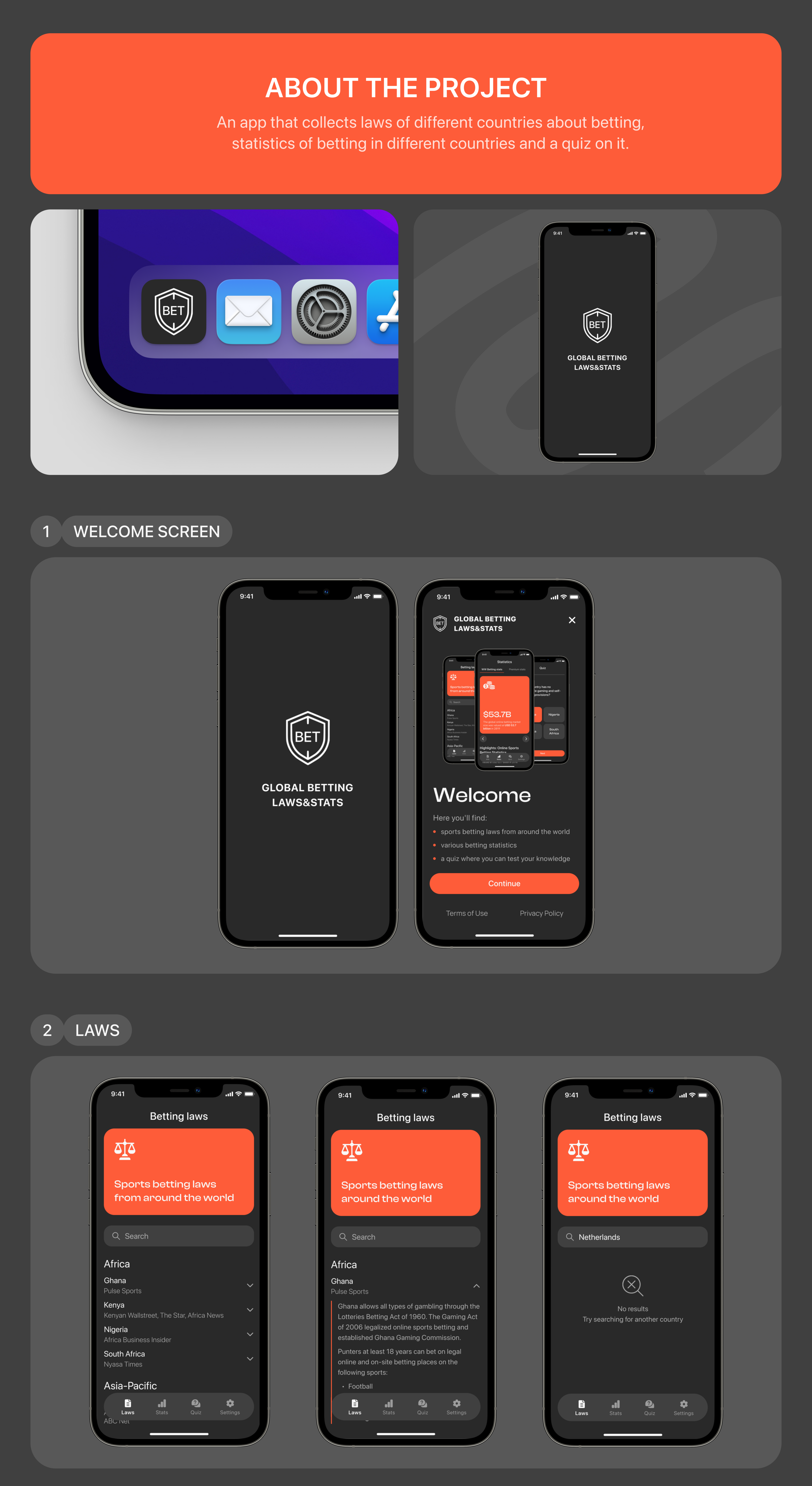 Mobile app - Global betting laws&stats — Изображение №2 — Интерфейсы на Dprofile