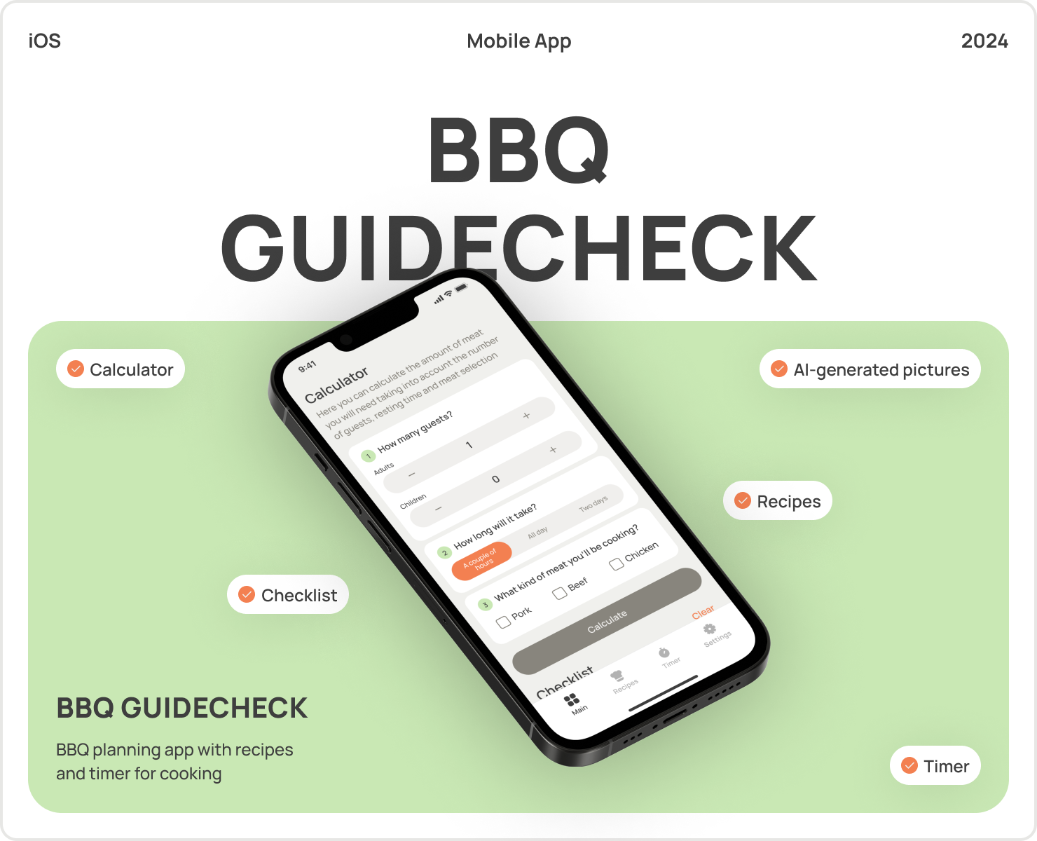 BBQ planning app with recipes and timer — Интерфейсы на Dprofile
