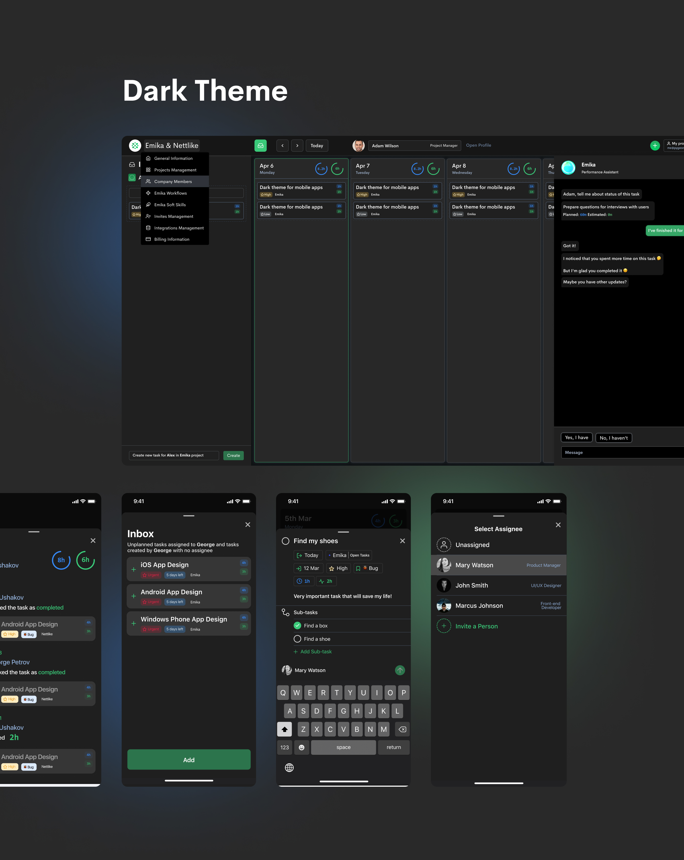 Emika.ai — Advanced Task Manager — Изображение №8 — Интерфейсы на Dprofile