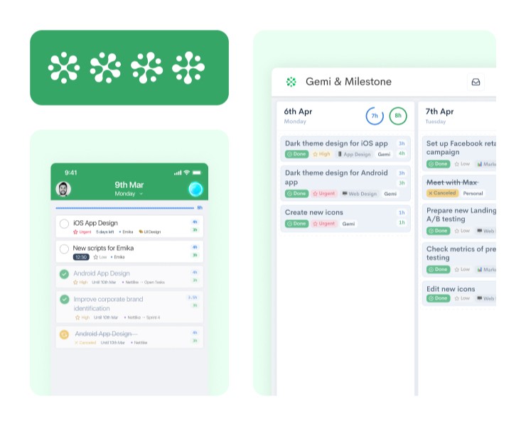 Emika.ai — Advanced Task Manager — Интерфейсы на Dprofile