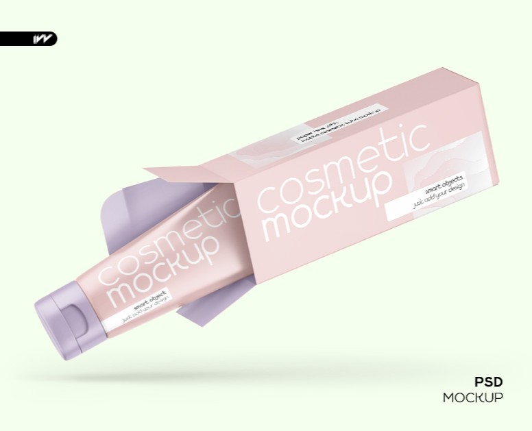 Paper Box With Matte Cosmetic Tube Mockup — Брендинг, 3D на Dprofile