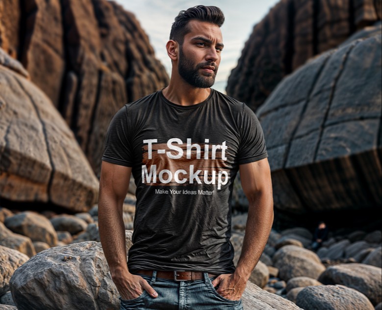 Man in a T-Shirt and Jeans Mockup — Графика, Маркетинг на Dprofile