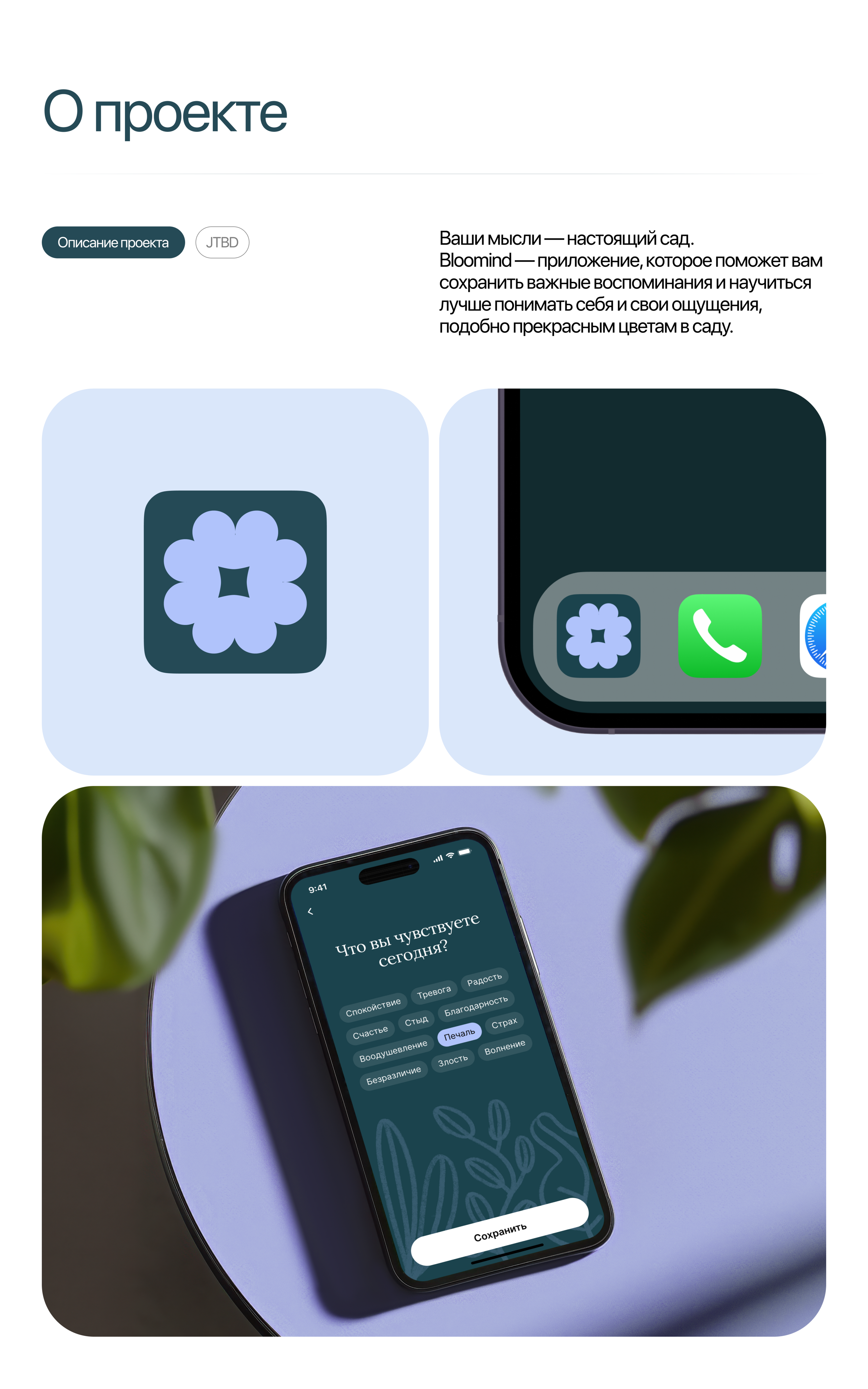 Bloomind - Reflection and Diary App - UX/UI — Изображение №2 — Интерфейсы, Брендинг на Dprofile