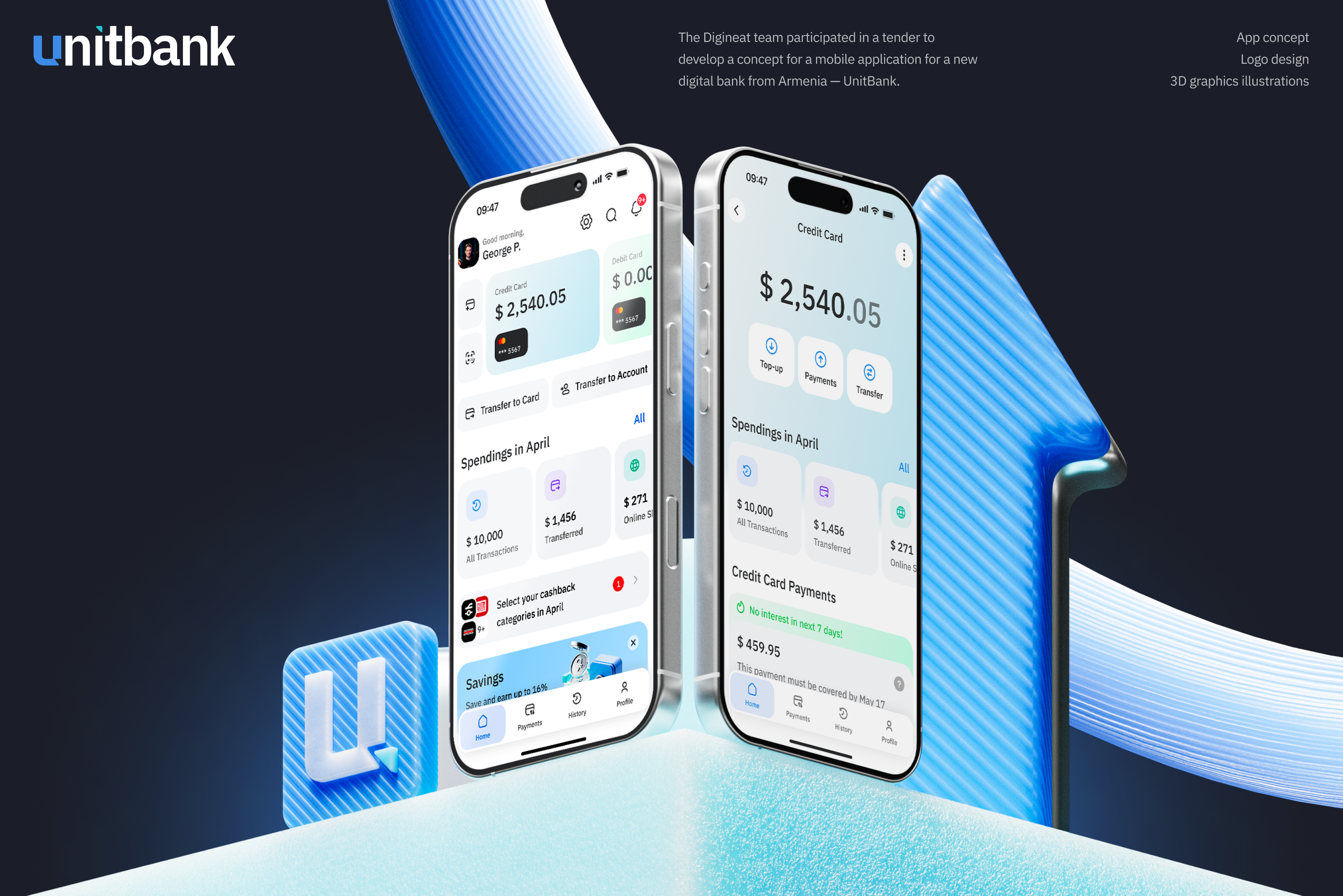 UnitBank Armenia — Fintech App Design Concept — Изображение №1 — Интерфейсы, Иллюстрация на Dprofile