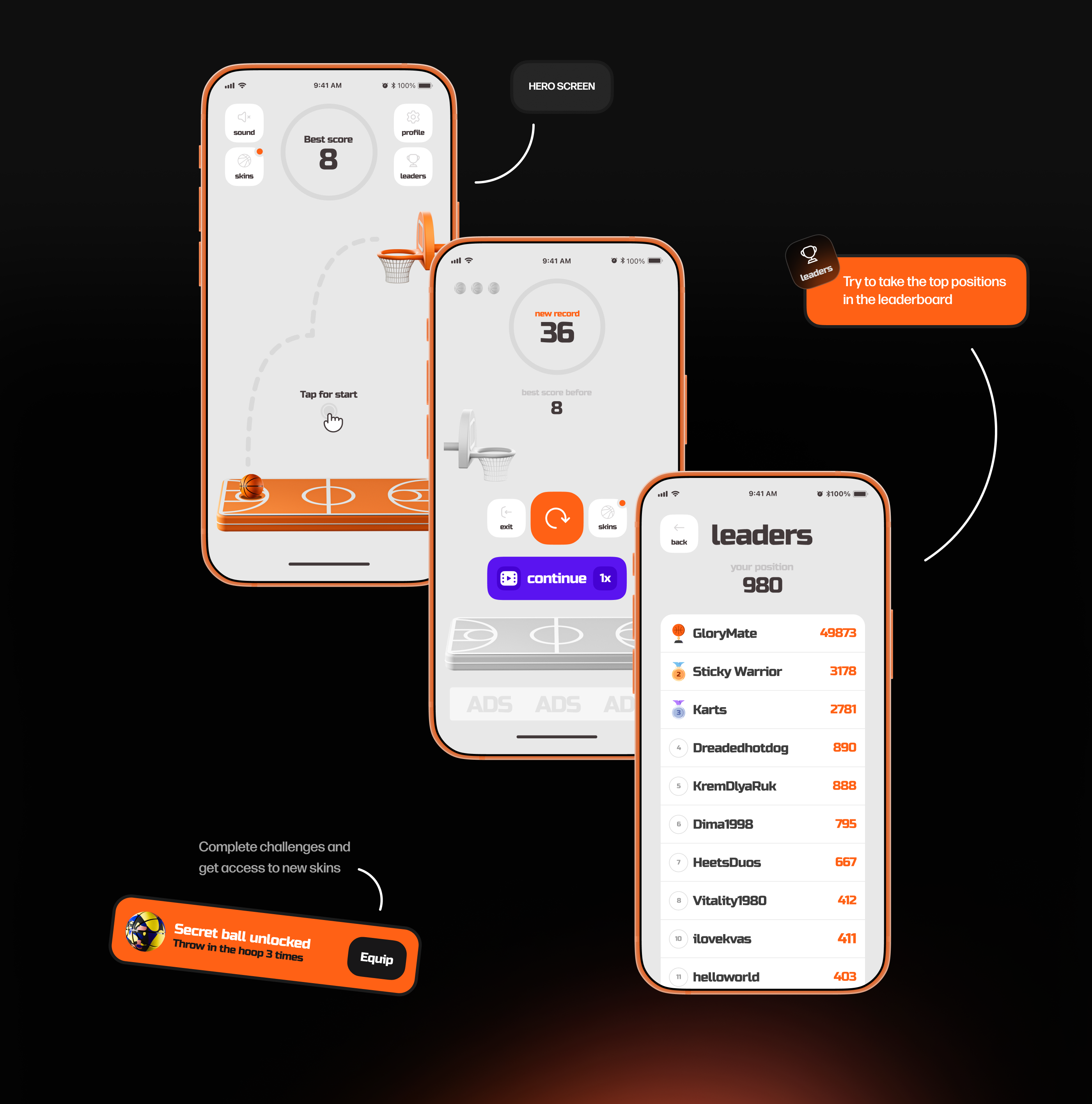Dunk Tapper - IOS/Android Mobile Game — Изображение №4 — Интерфейсы, 3D на Dprofile