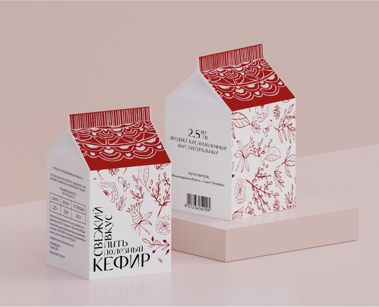 Дизайн упаковки кефира — Брендинг, Графика, 3D на Dprofile
