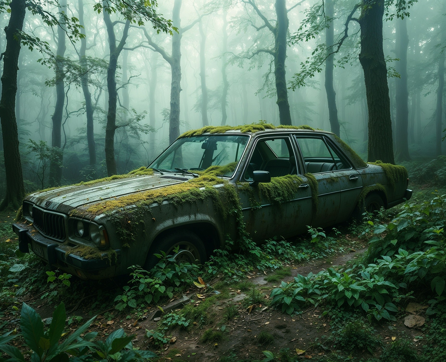 Forgotten Car in the Forest — Иллюстрация, 3D на Dprofile