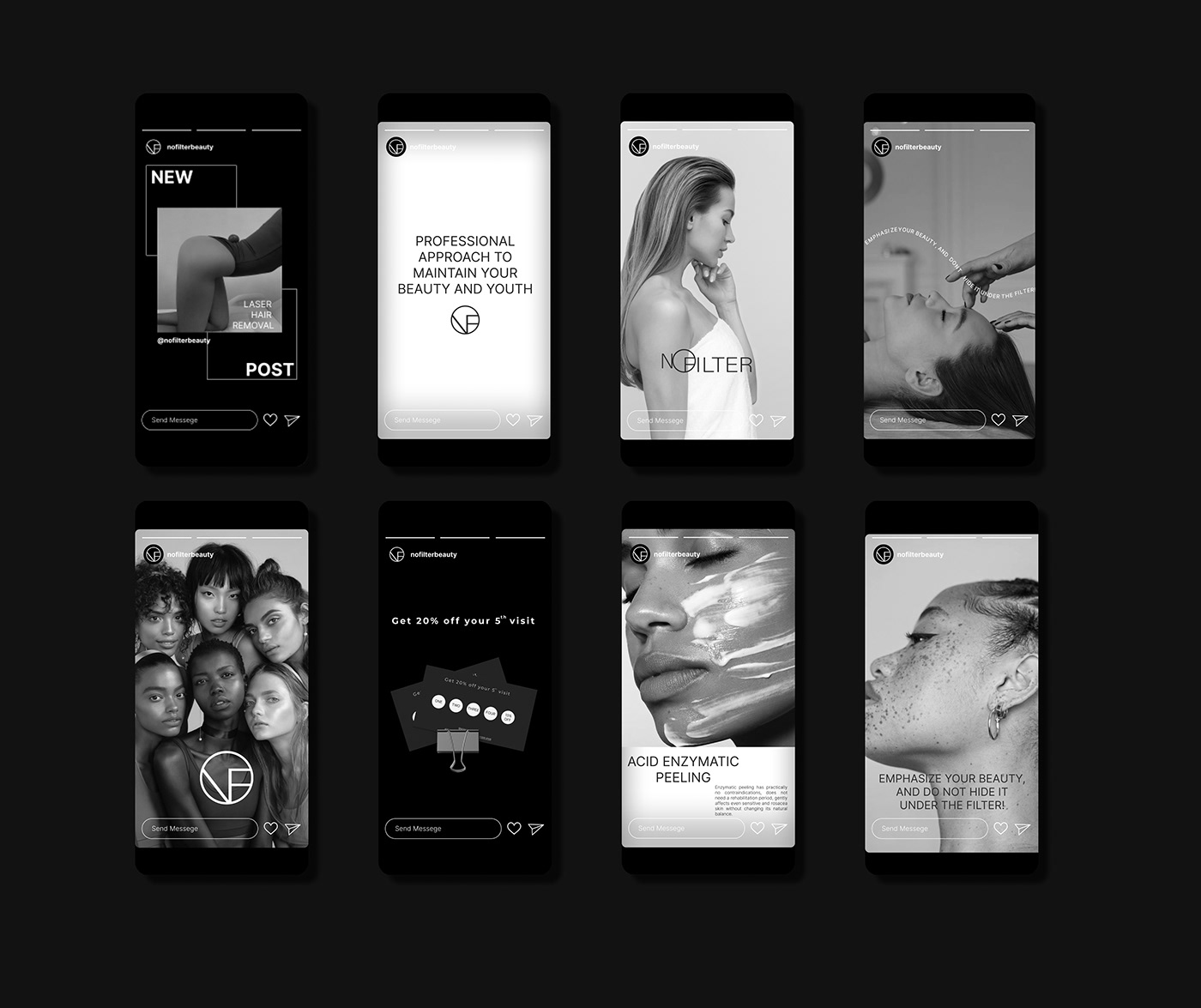 NOFILTER | cosmetology studio | brand identity — Изображение №4 — Брендинг на Dprofile