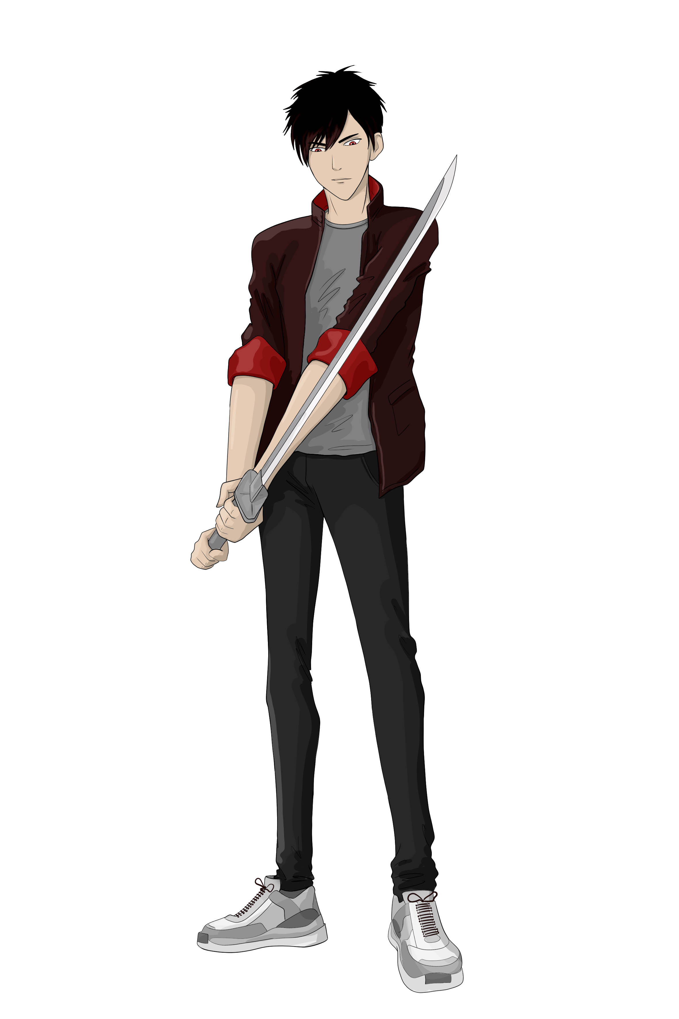 Мальчик с катаной в полный рост — Изображение №2 — Иллюстрация на Dprofile