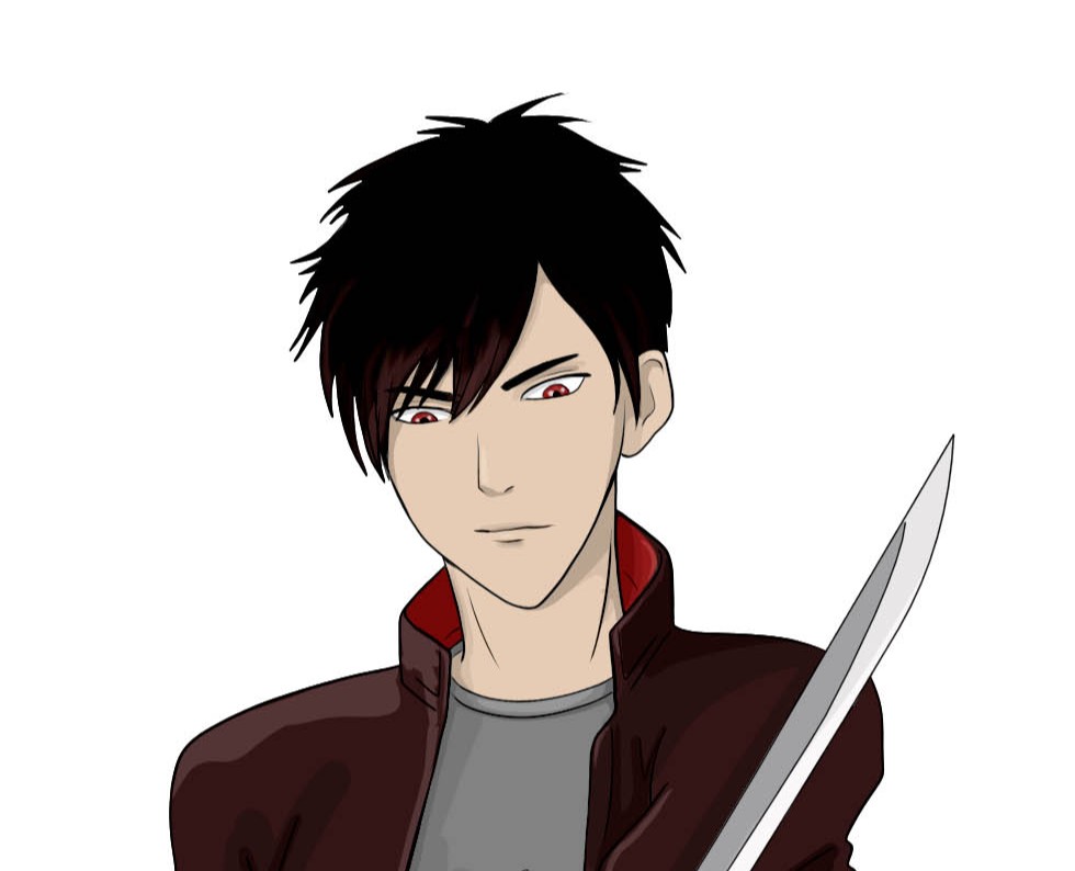 Мальчик с катаной в полный рост — Иллюстрация на Dprofile