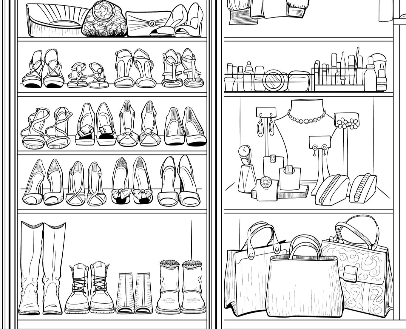 Векторный линейный рисунок гардероба — Иллюстрация, Графика на Dprofile