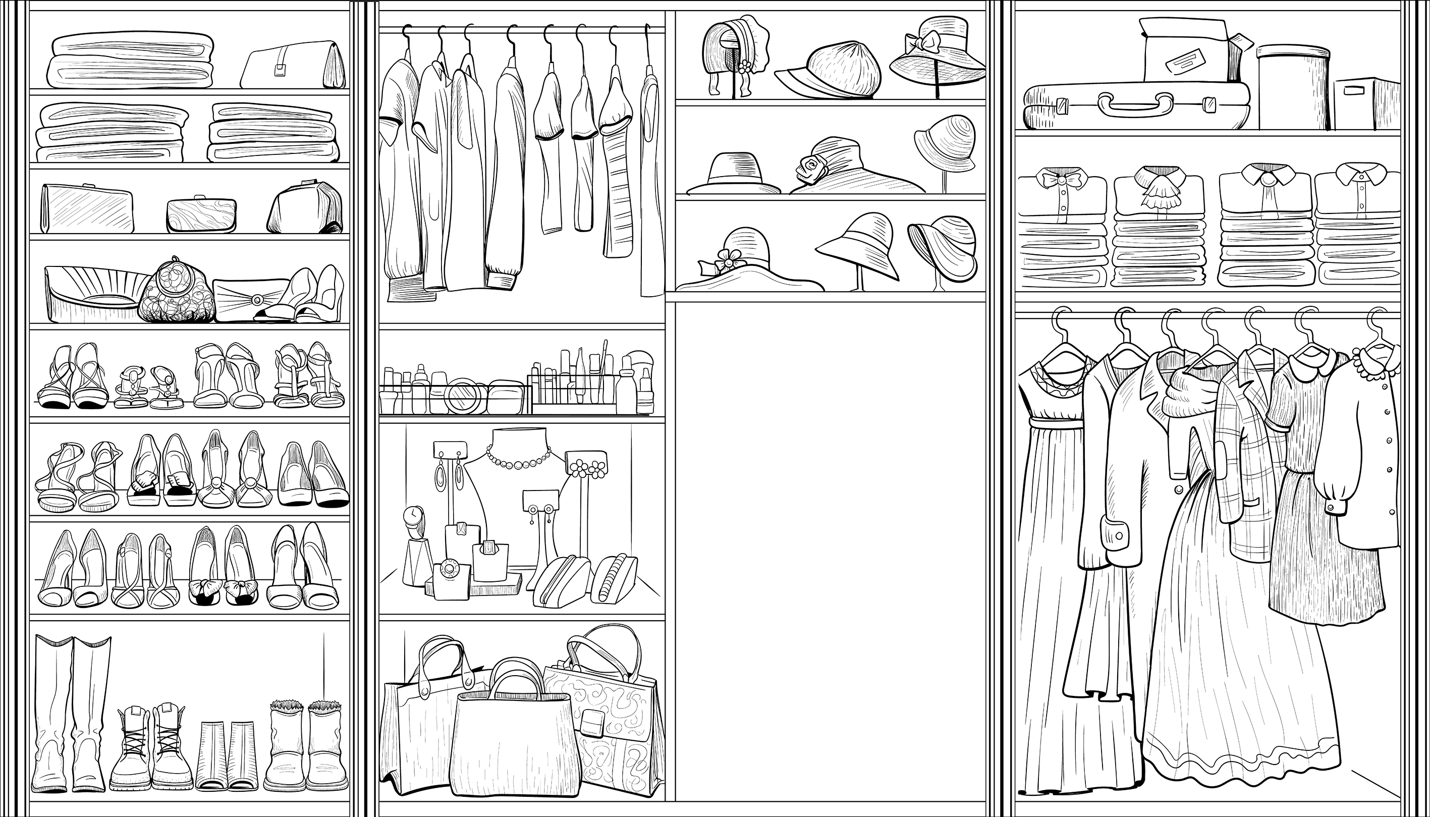 Векторный линейный рисунок гардероба — Изображение №1 — Иллюстрация, Графика на Dprofile