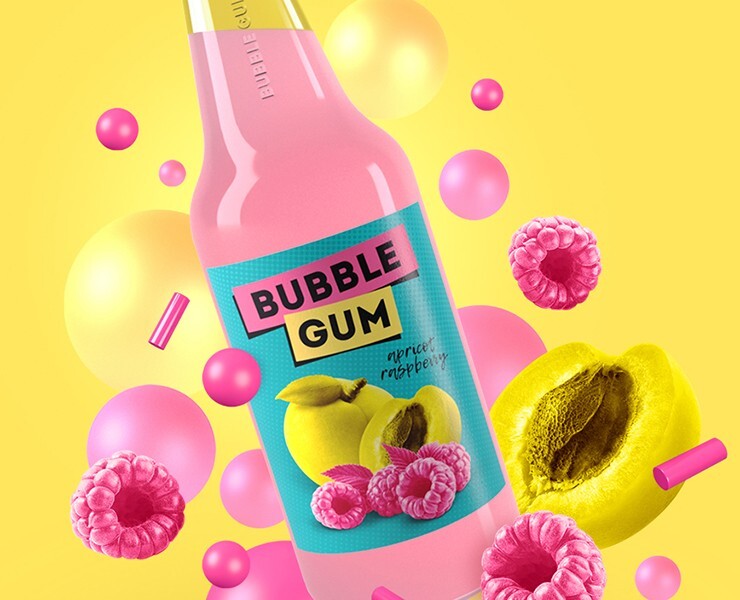 Концепт этикеток для лимонадов "Bubble gum" — Брендинг, Иллюстрация на Dprofile