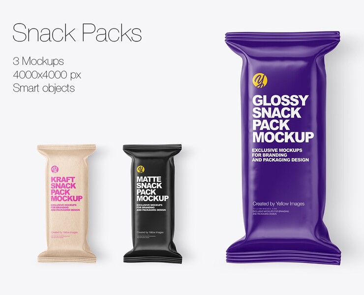Snack Packs PSD Mockups / Мокап упаковки снэков — Брендинг на Dprofile
