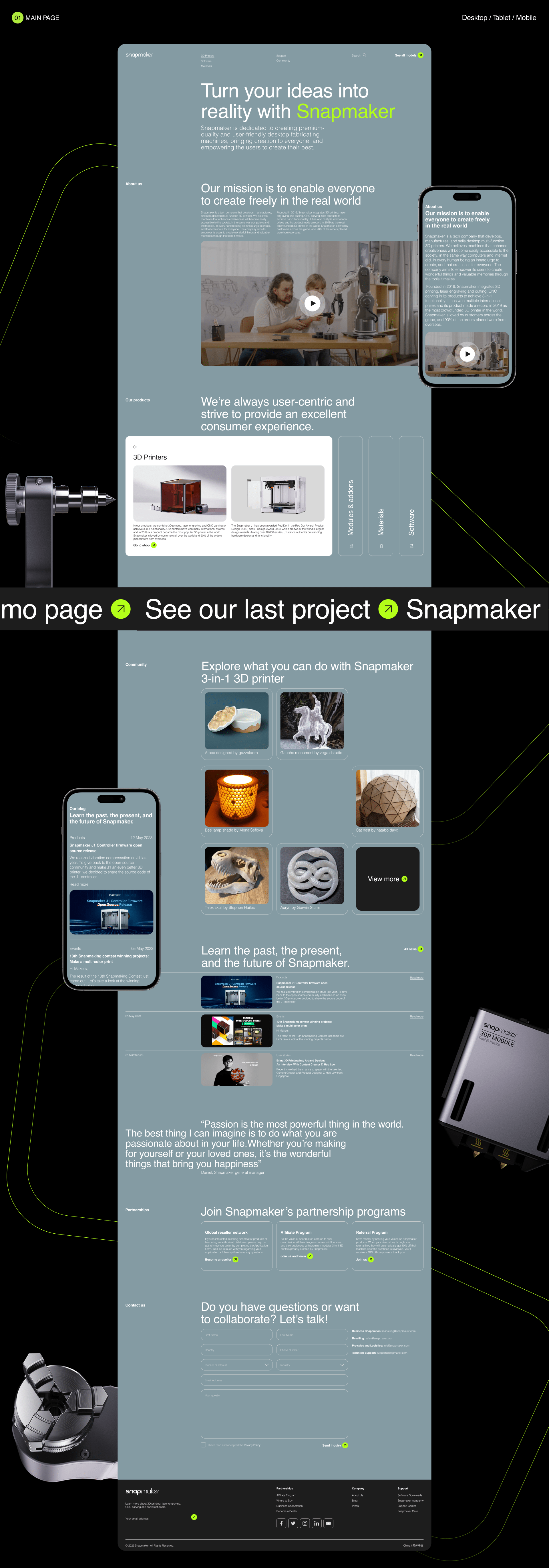 Snapmaker | Corporate website redesign — Изображение №3 — Интерфейсы, Анимация на Dprofile