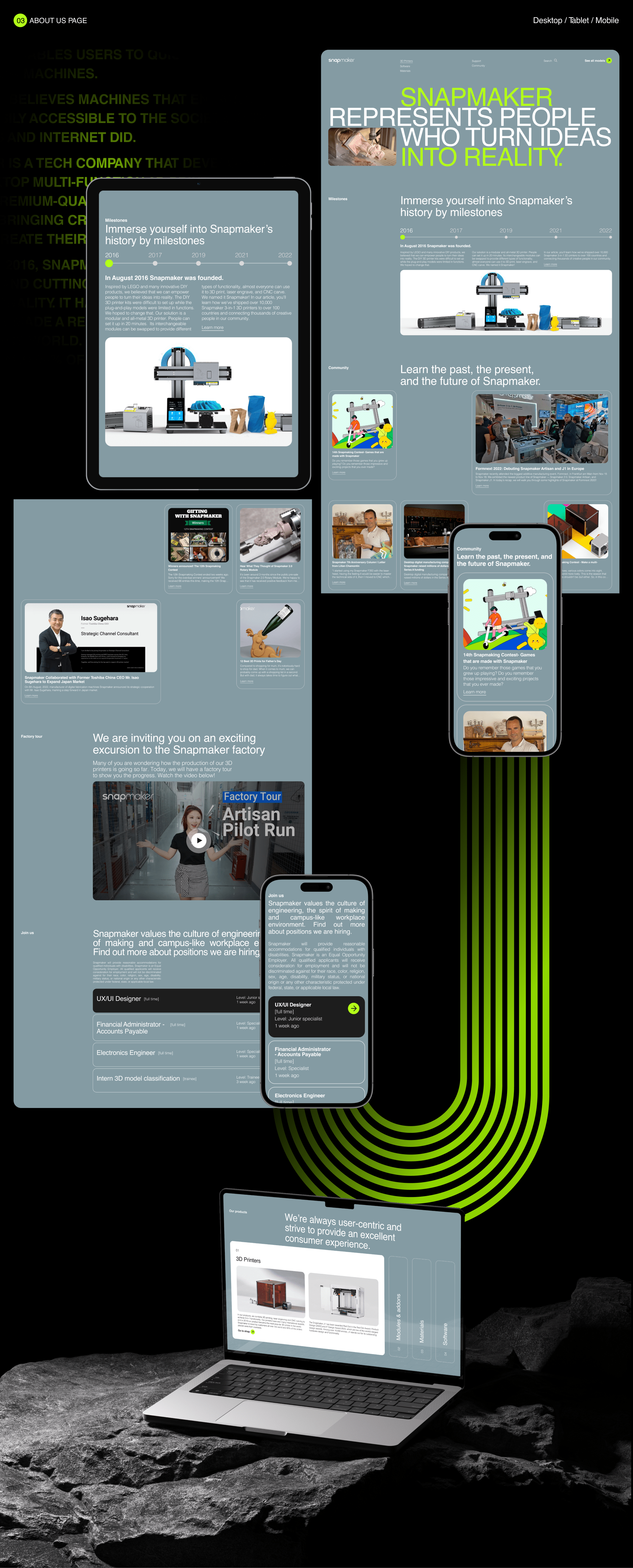 Snapmaker | Corporate website redesign — Изображение №8 — Интерфейсы, Анимация на Dprofile