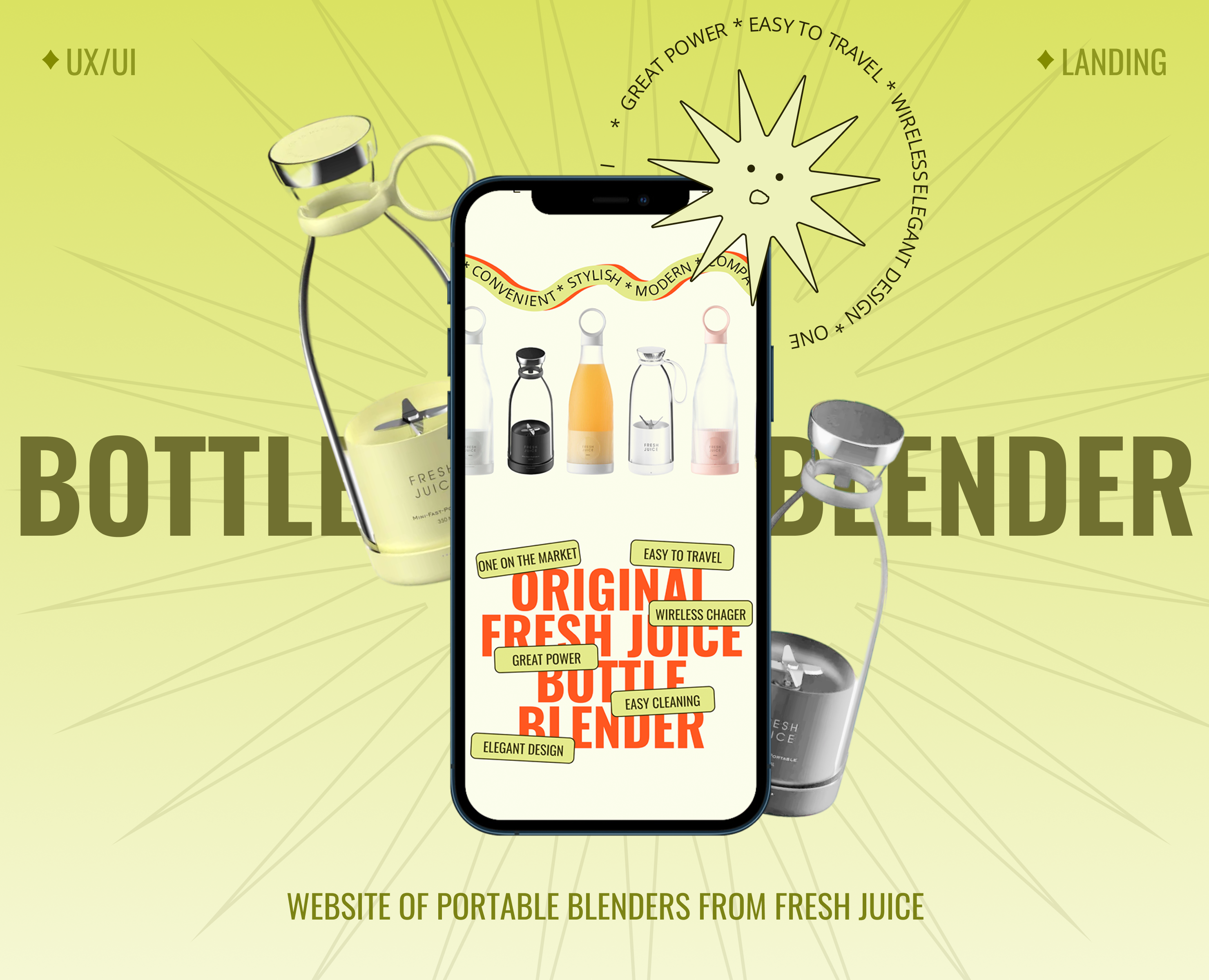 FRESH JUICE BOTTLE ✦ landing page ✦ UX/UI design на Dprofile