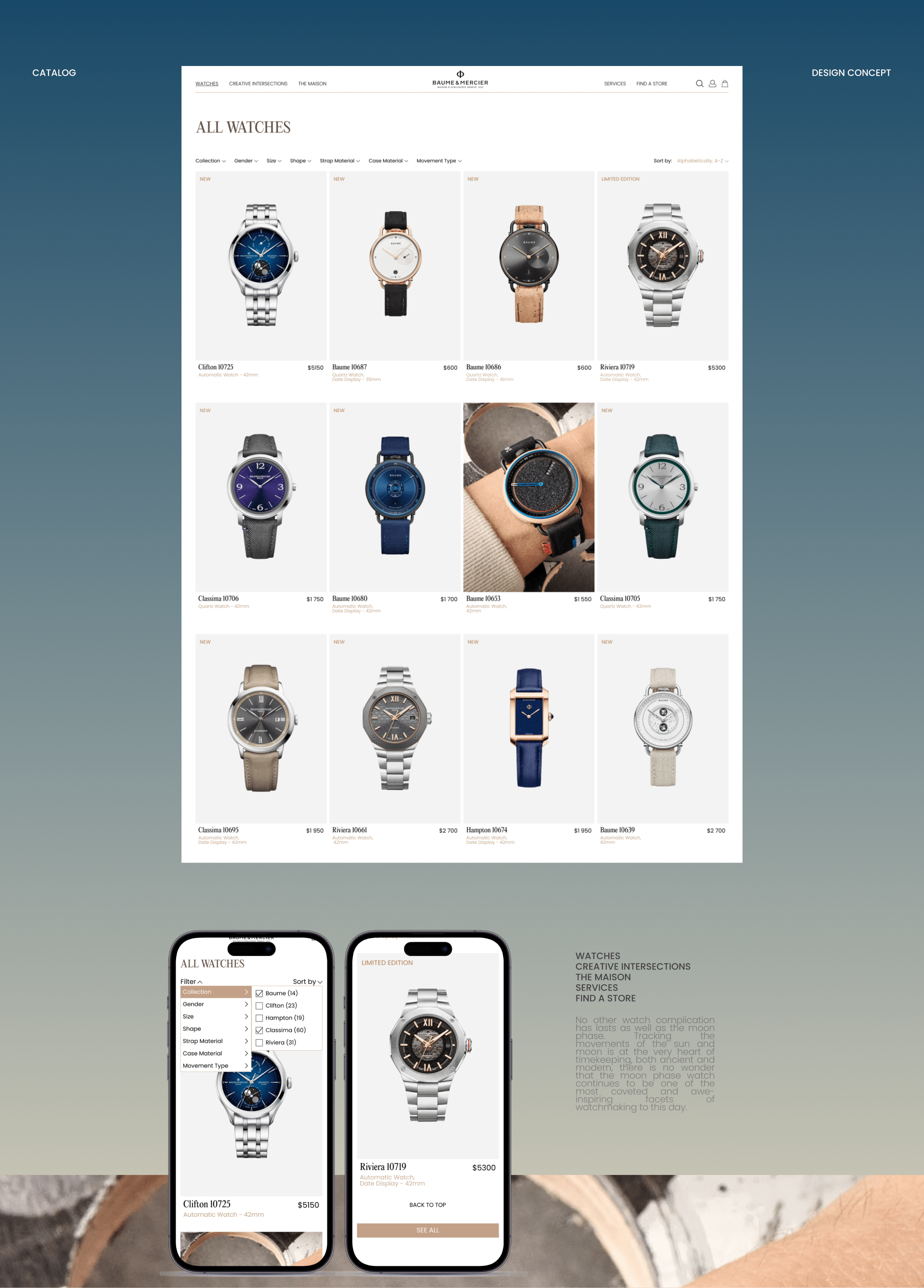 Baume et Mercier. Redesign concept e-commerce. — Изображение №5 — Интерфейсы, Маркетинг на Dprofile