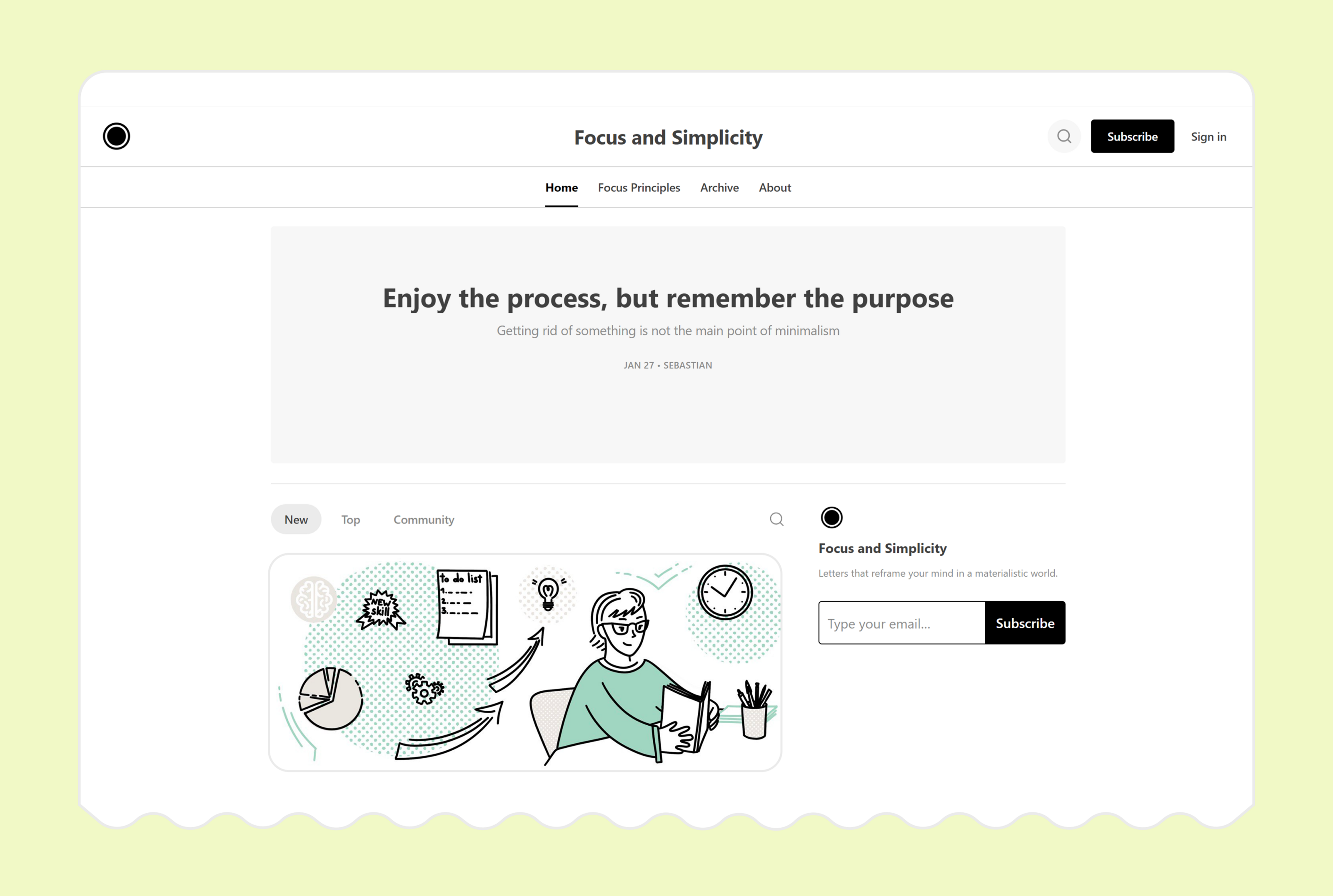 Иллюстрации для онлайн-рассылки "Focus and Simplicity" — Изображение №1 — Иллюстрация, Графика на Dprofile
