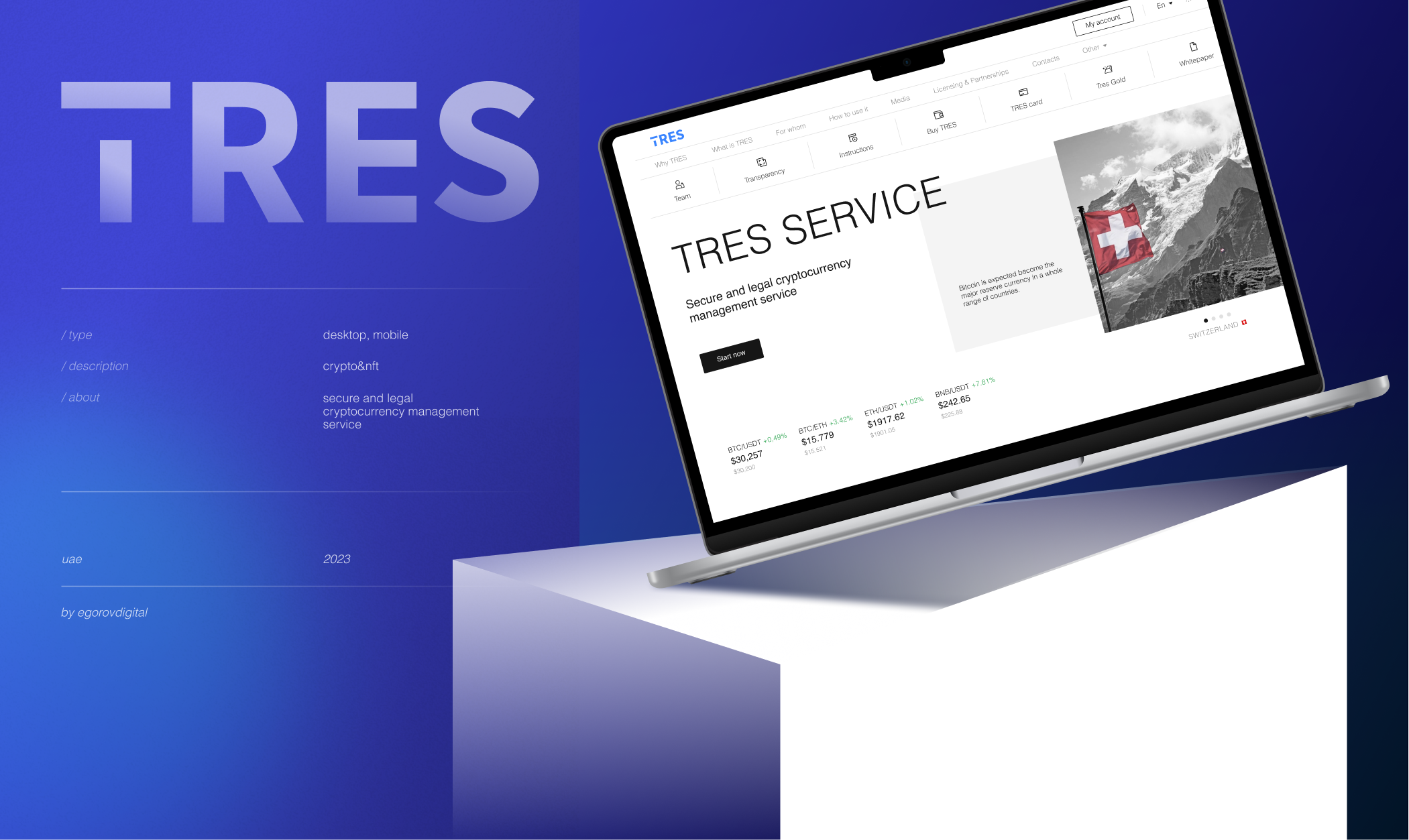 TRES crypto service and bitcoin storage — Изображение №1 — Интерфейсы на Dprofile
