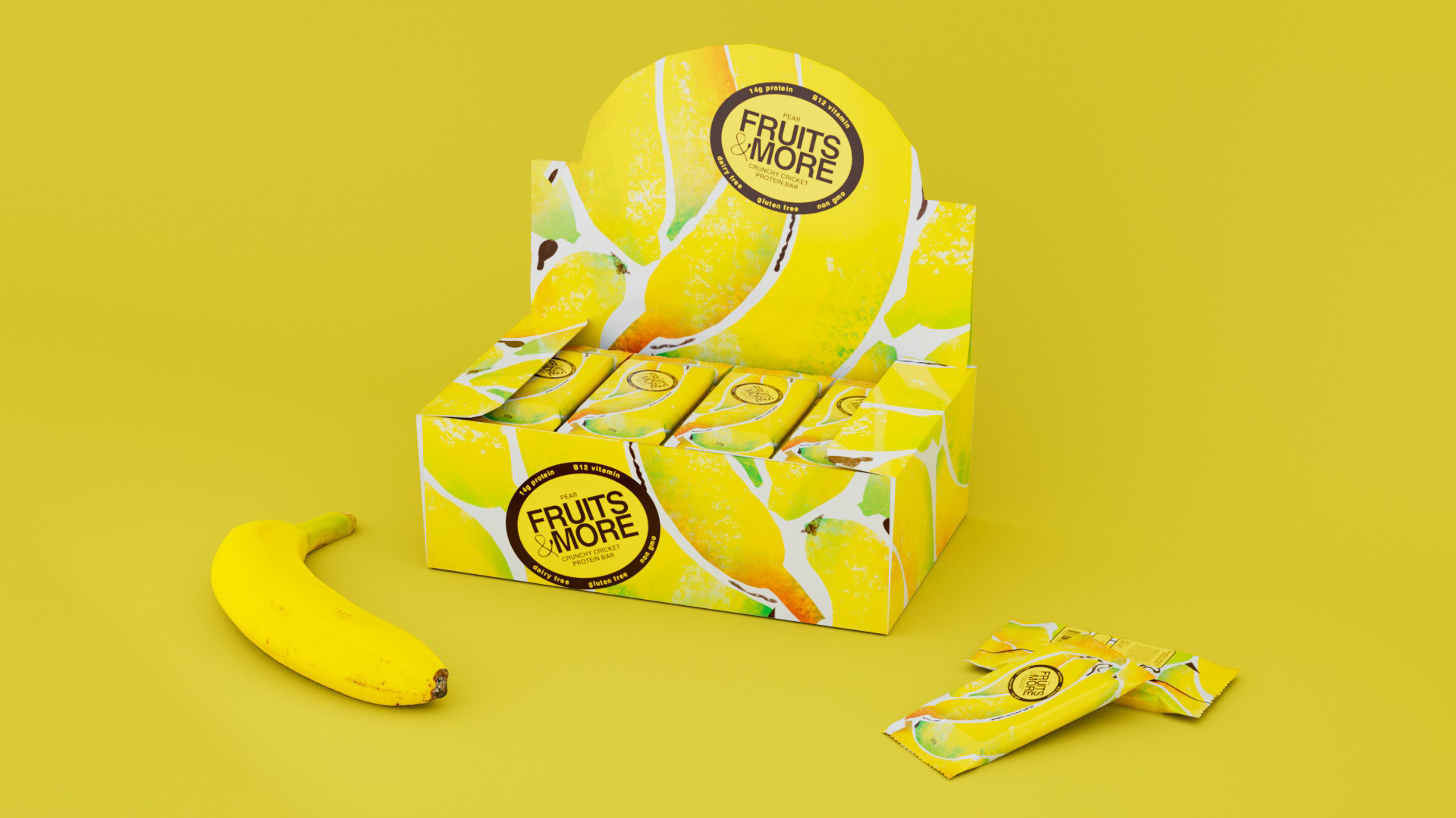Fruits&more entomo protein bar packaging — Изображение №15 — Брендинг, 3D на Dprofile