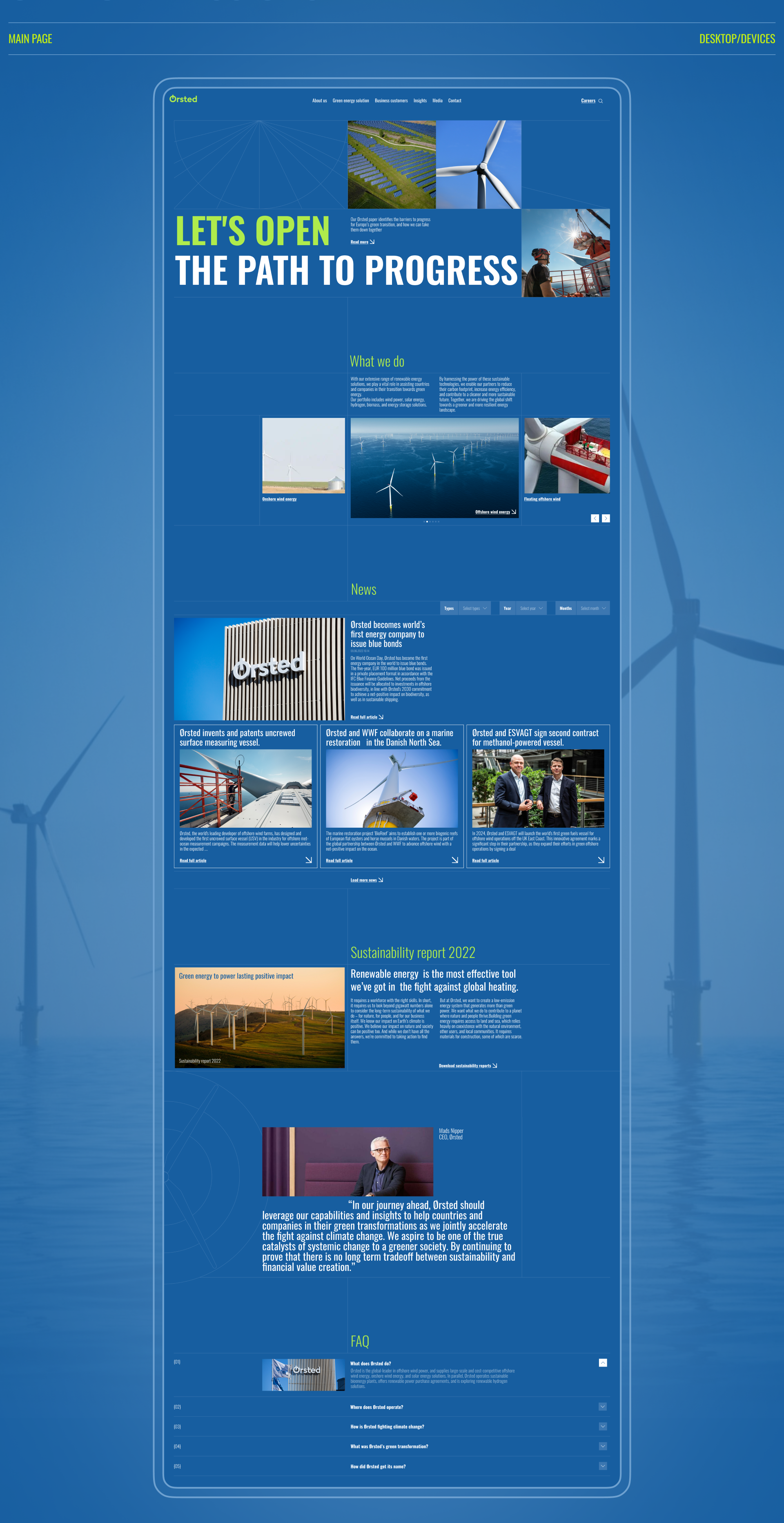 Orsted - Корпоративный сайт — Изображение №2 — Интерфейсы, Анимация на Dprofile
