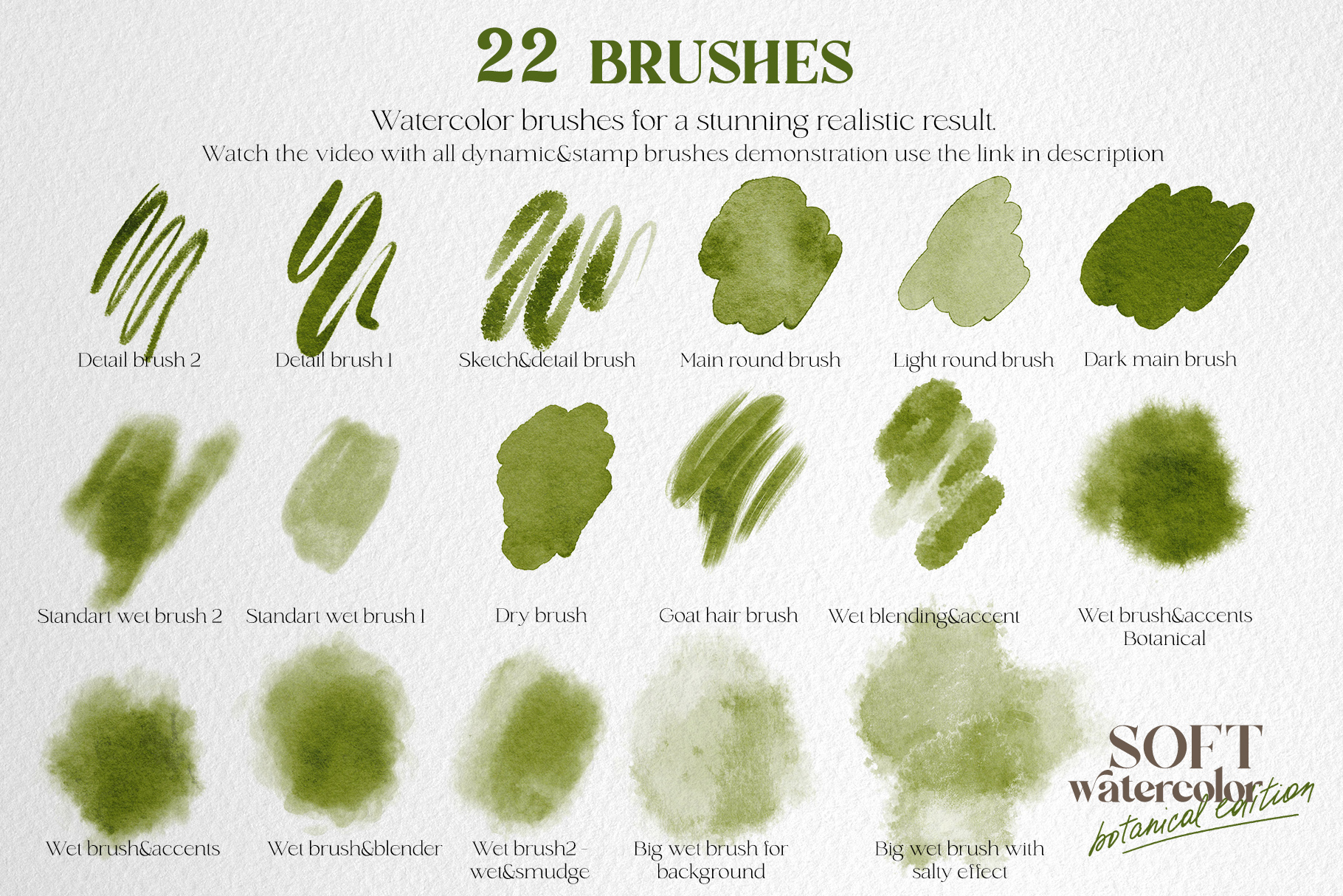 Soft watercolor Procreate brushes + botanical edition — Изображение №2 — Иллюстрация, Графика на Dprofile