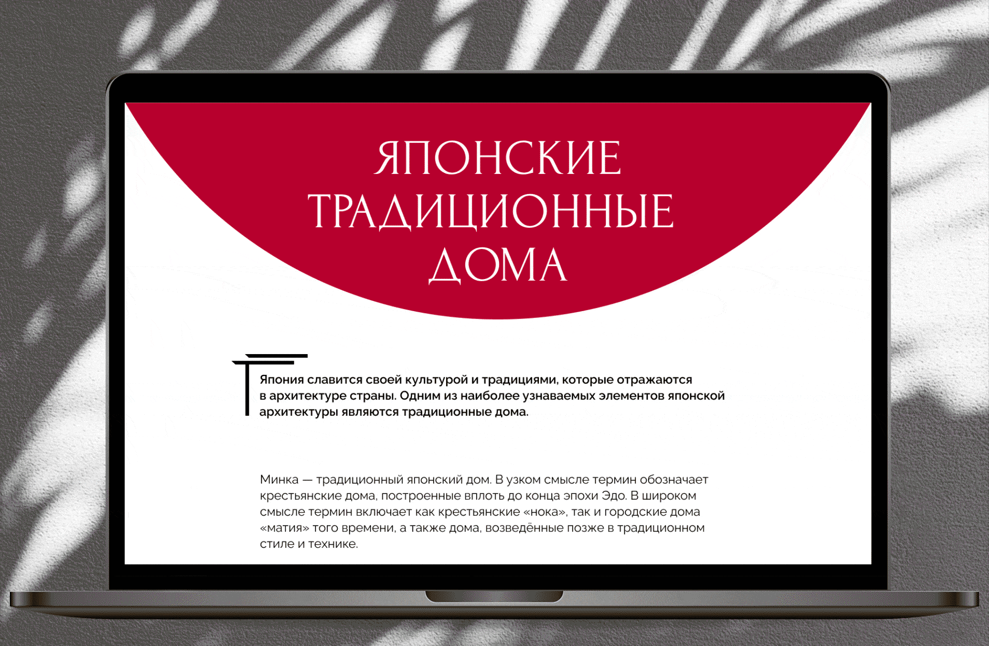 Дизайн лонгрида. Оформление статьи на тему: "Японские дома" — Изображение №1 — Графика, Интерфейсы на Dprofile