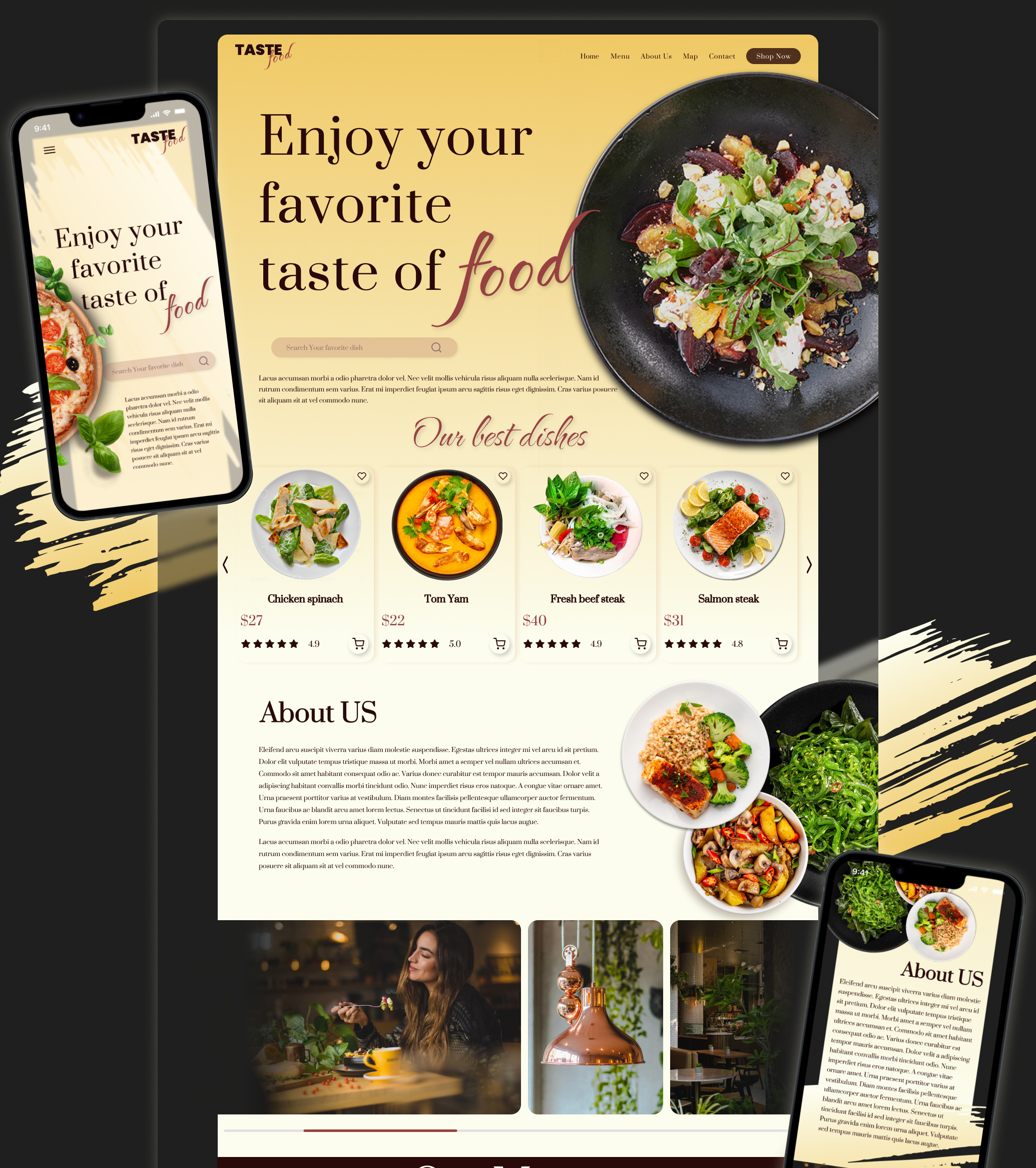 landing page restaurant — Изображение №3 — Интерфейсы на Dprofile