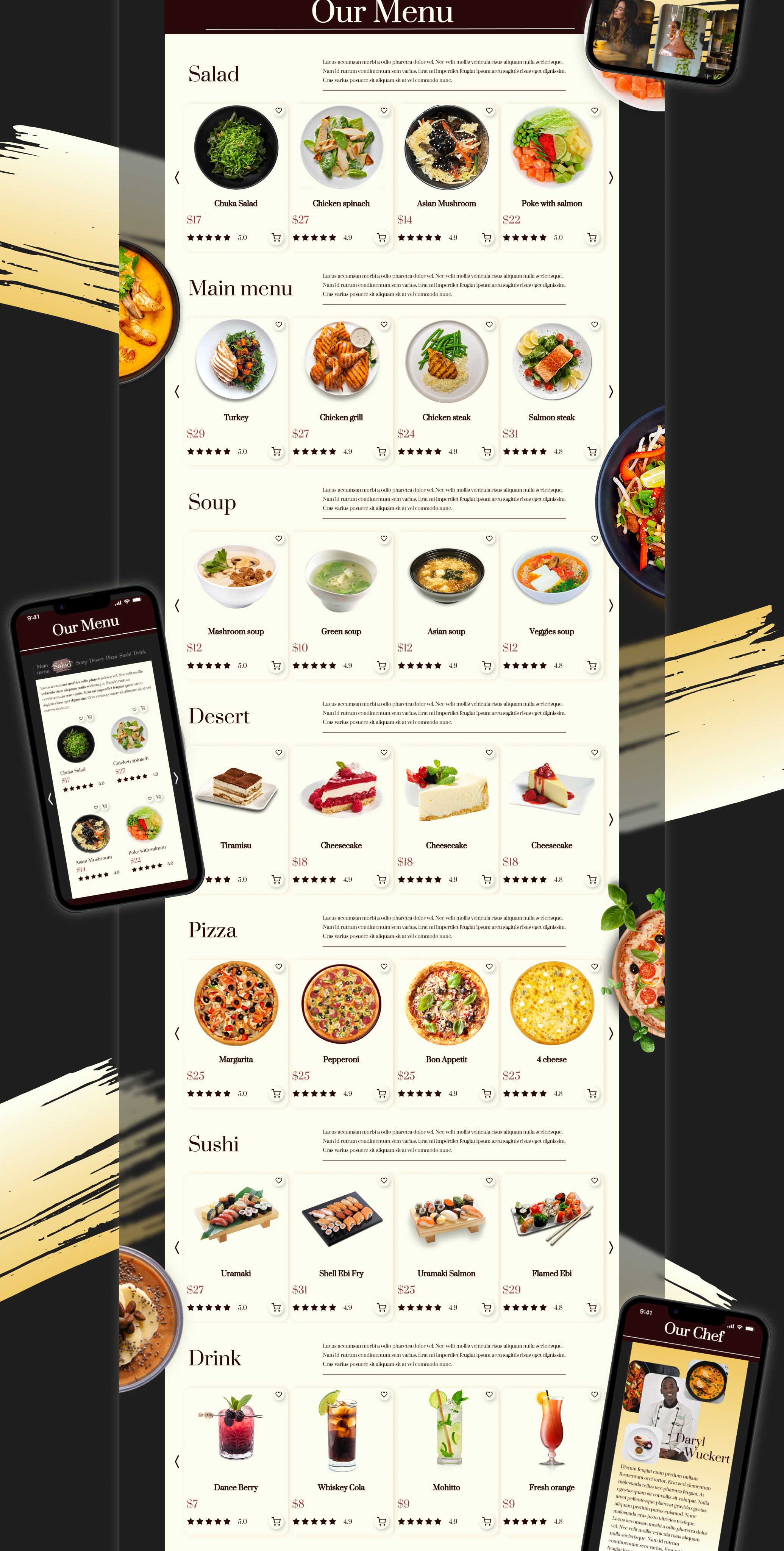 landing page restaurant — Изображение №4 — Интерфейсы на Dprofile