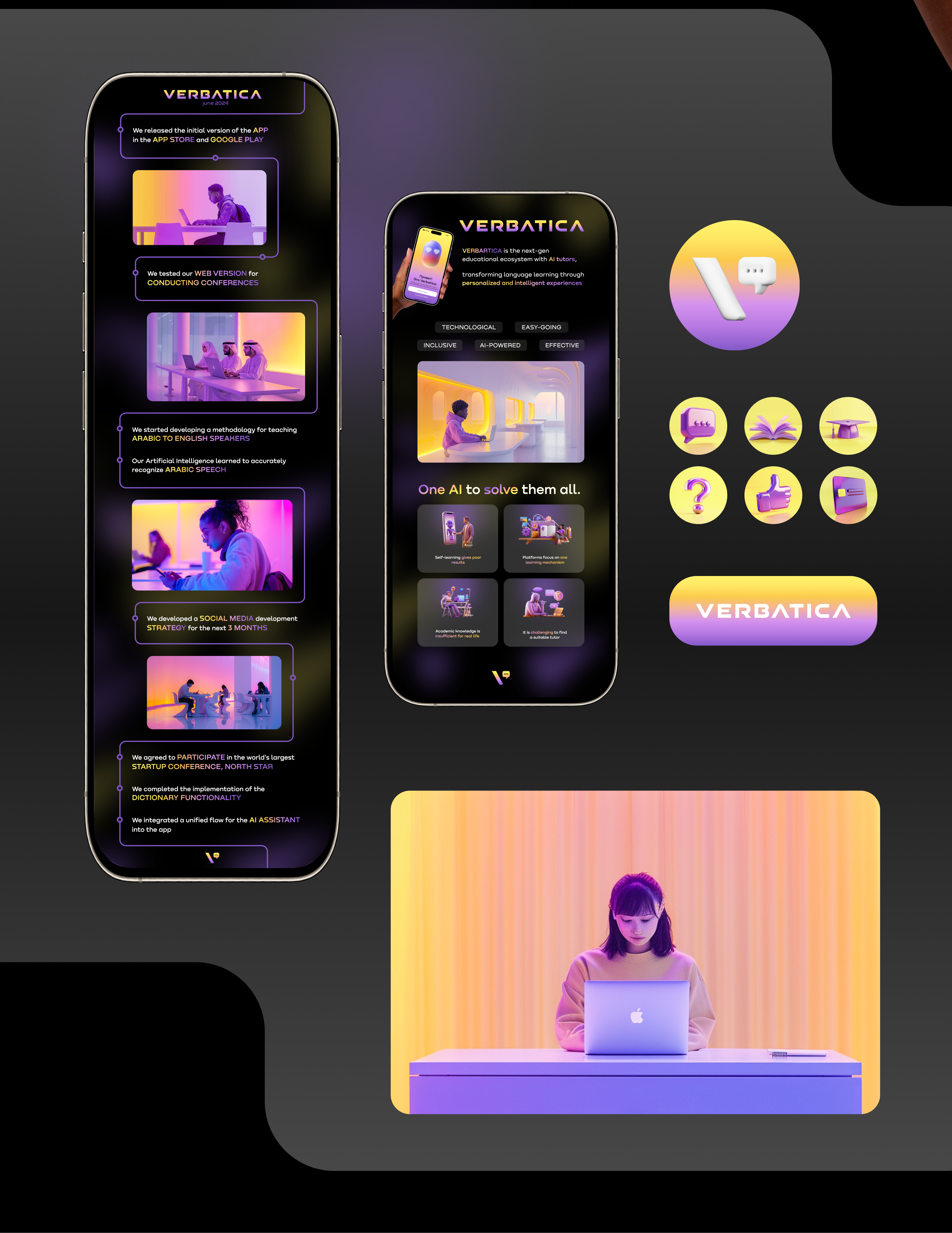 Verbatica (ai based app) — Изображение №4 — Интерфейсы, Брендинг на Dprofile